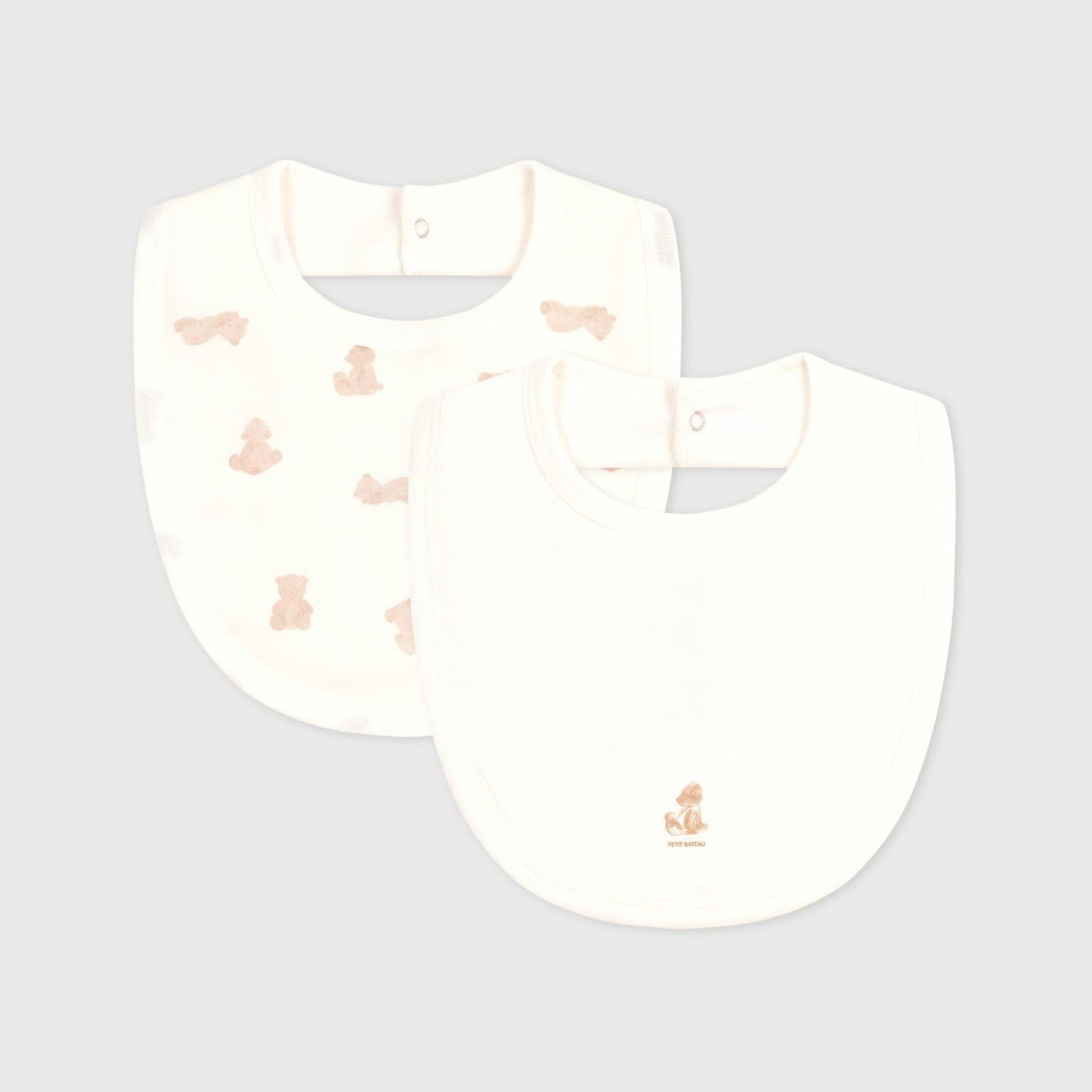 Baby Boys & Girls White Bear Printed Cotton Bib Set(2 Pack)