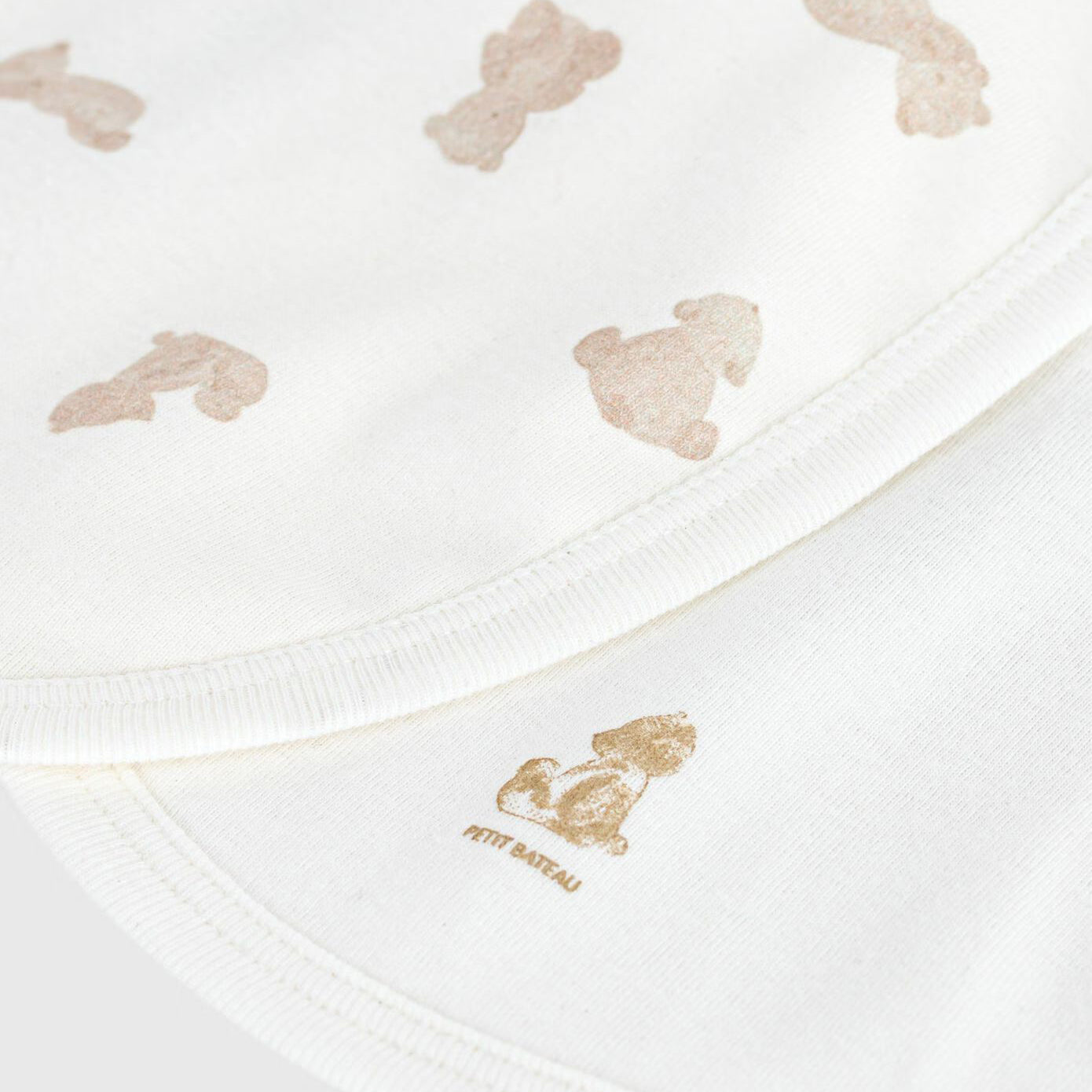 Baby Boys & Girls White Bear Printed Cotton Bib Set(2 Pack)