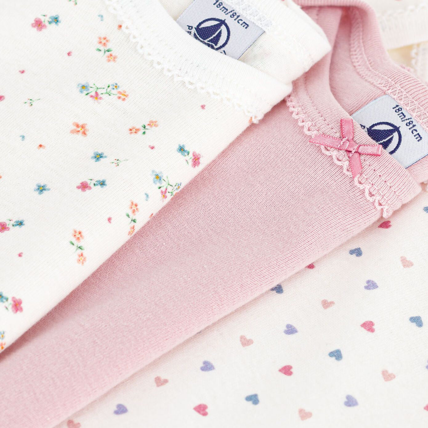 Baby Girls Tricolor Cotton Babysuit Set(3 Pack)