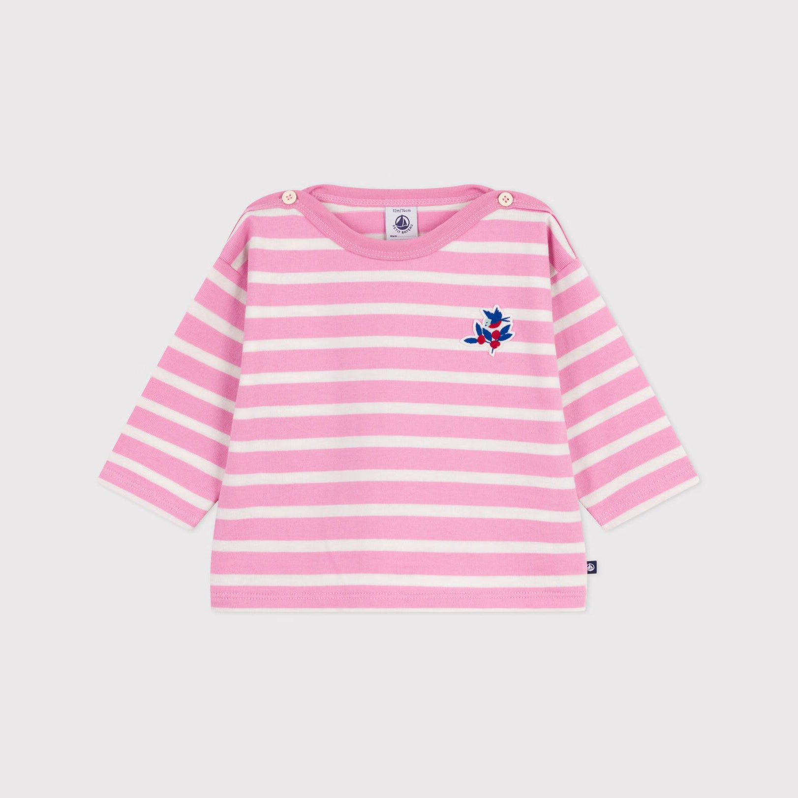 Baby Girls Pink Stripes Cotton T-Shirt