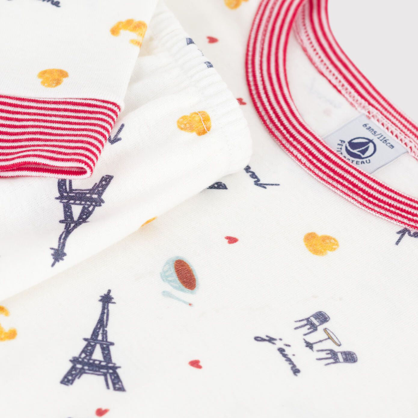 Boys  & Girls White Printed Cotton Nightwear Set With Fitted Legs