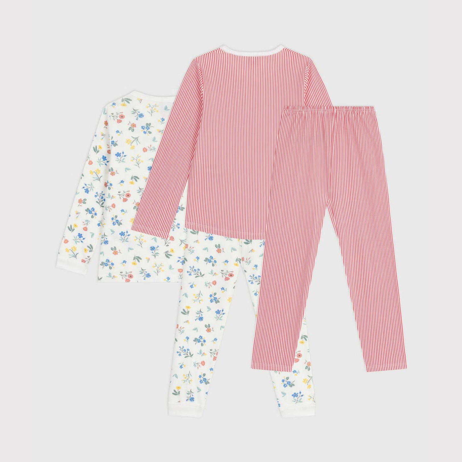 Girls White Floral Cotton Nightwear Set(2 Pack)