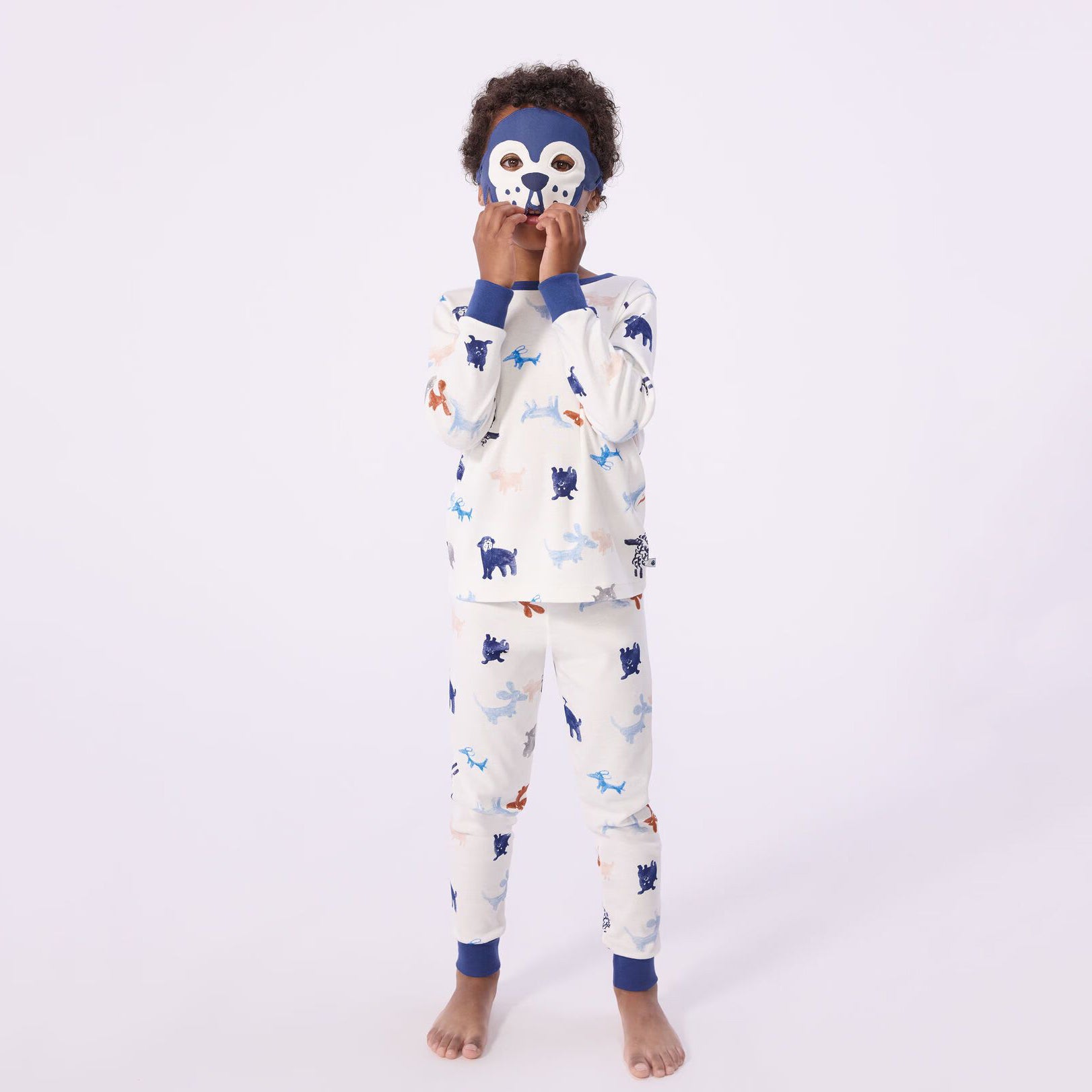 Boys White Printed Cotton Nightwear Set