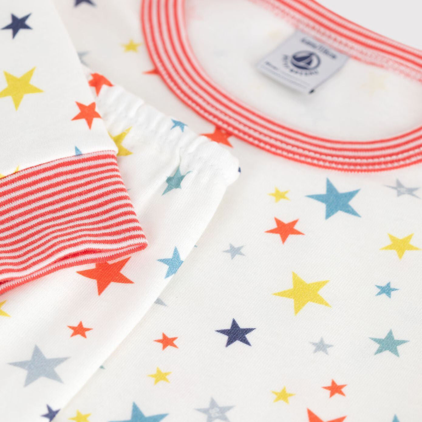 Girls White Star Printed Cotton Nightwear Set