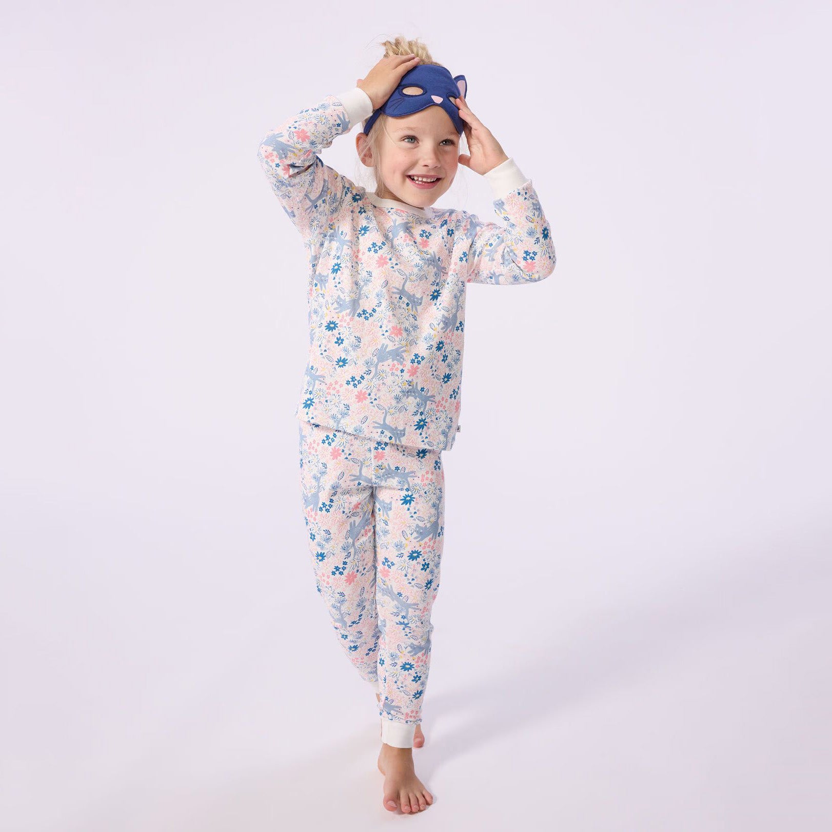 Girls Multicolor Floral Cotton Nightwear Set