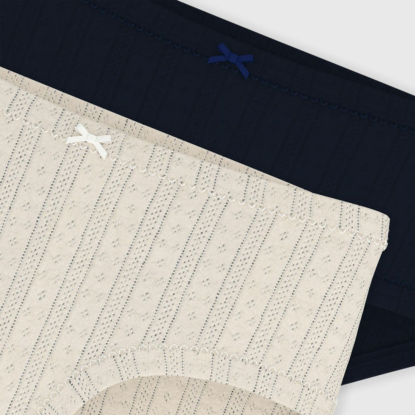 Girls Beige & Navy Cotton Underwear Set(2 Pack)