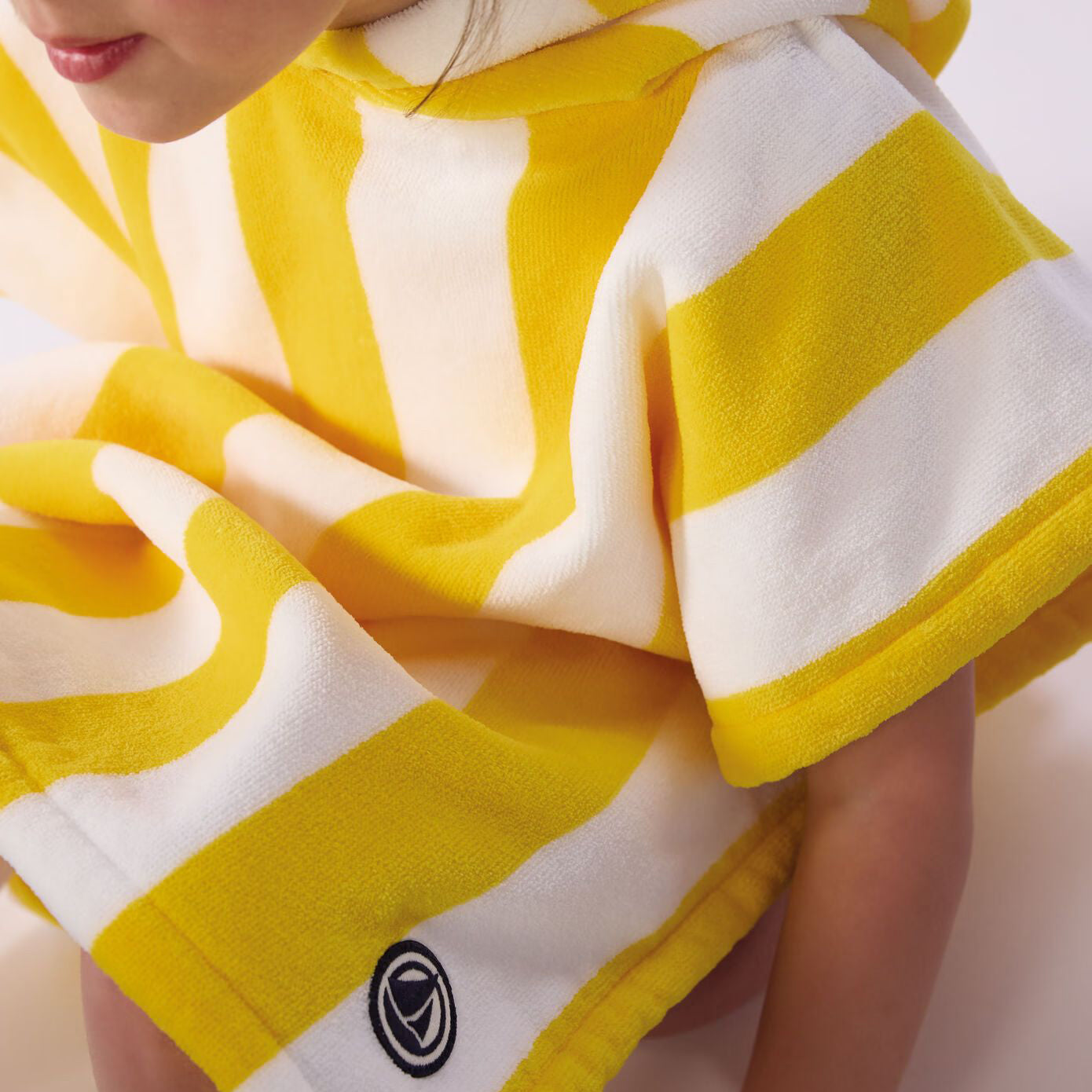 Boys & Girls Yellow Stripes Cotton Terry Bath Poncho