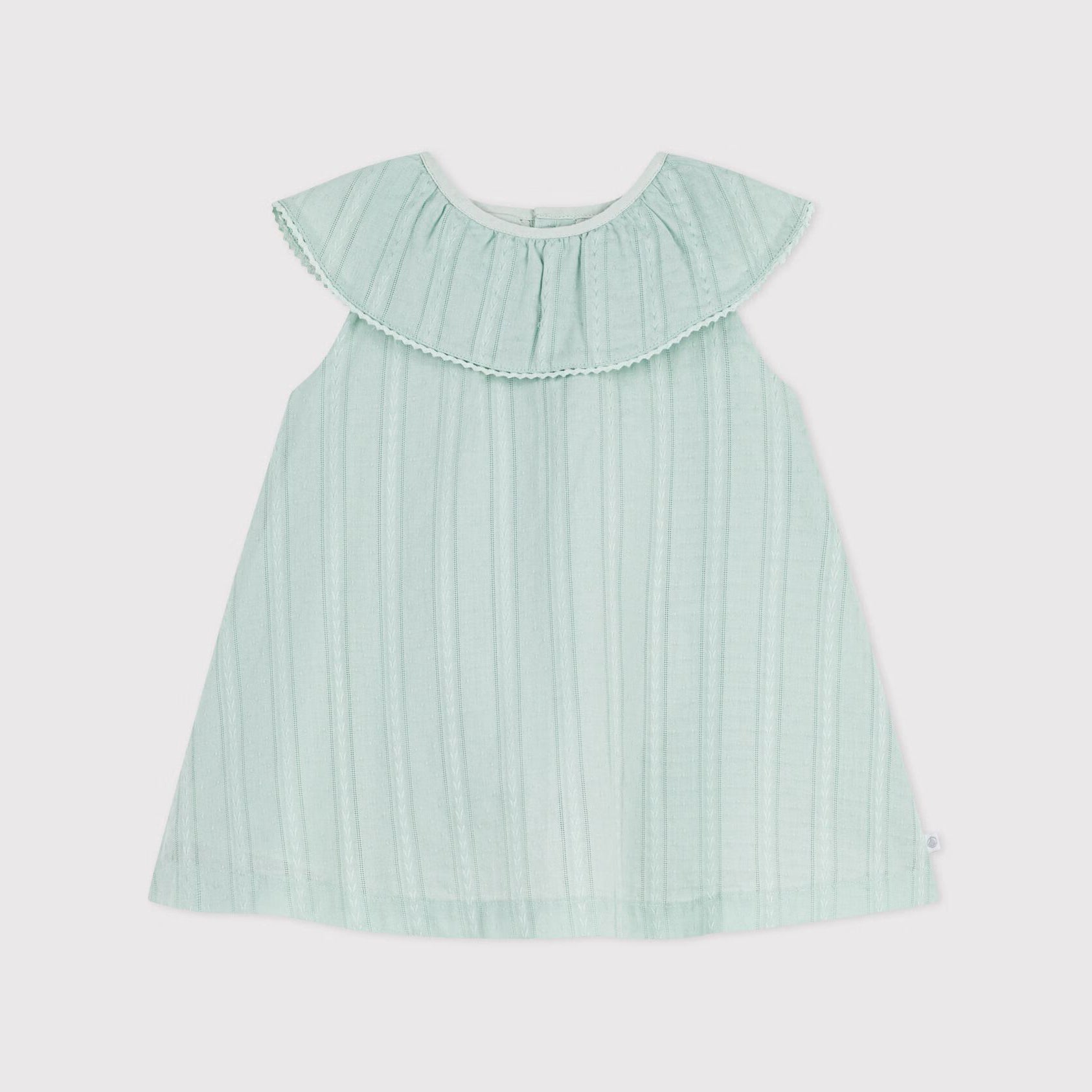 Baby Girls Light Green Ruffled Cotton Dress