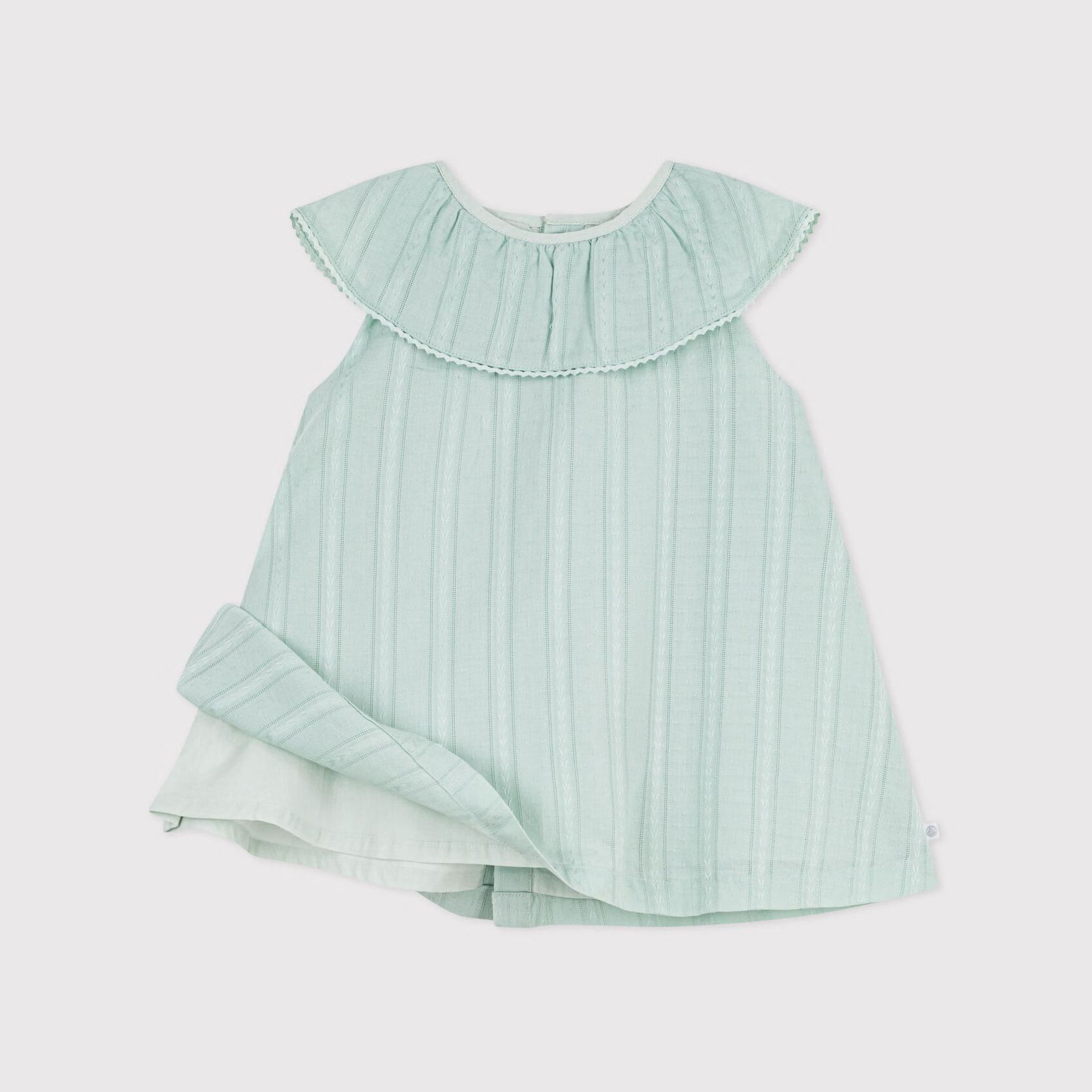 Baby Girls Light Green Ruffled Cotton Dress