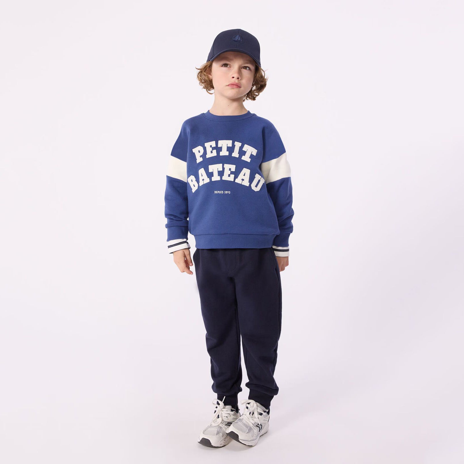 Boys Blue Logo Cotton Sweatshirt