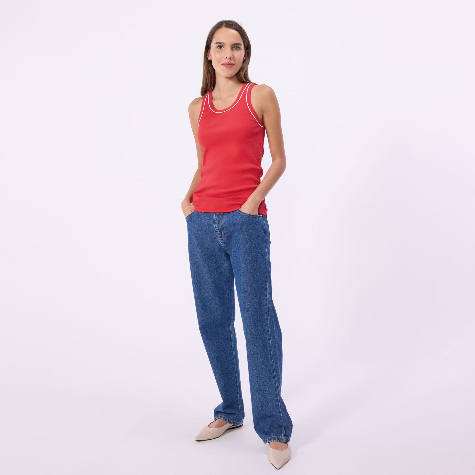 Women Red Cotton Vest