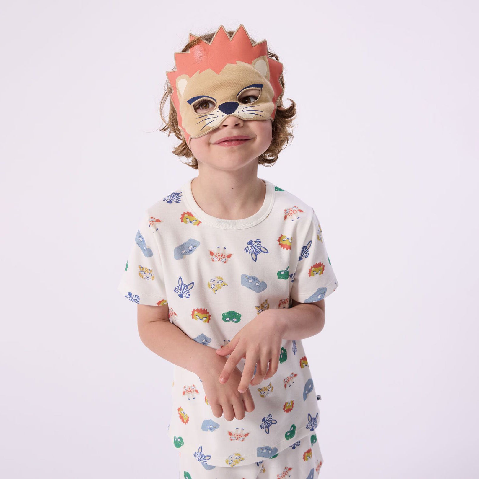 Boys White Printed Cotton Nightwear Set
