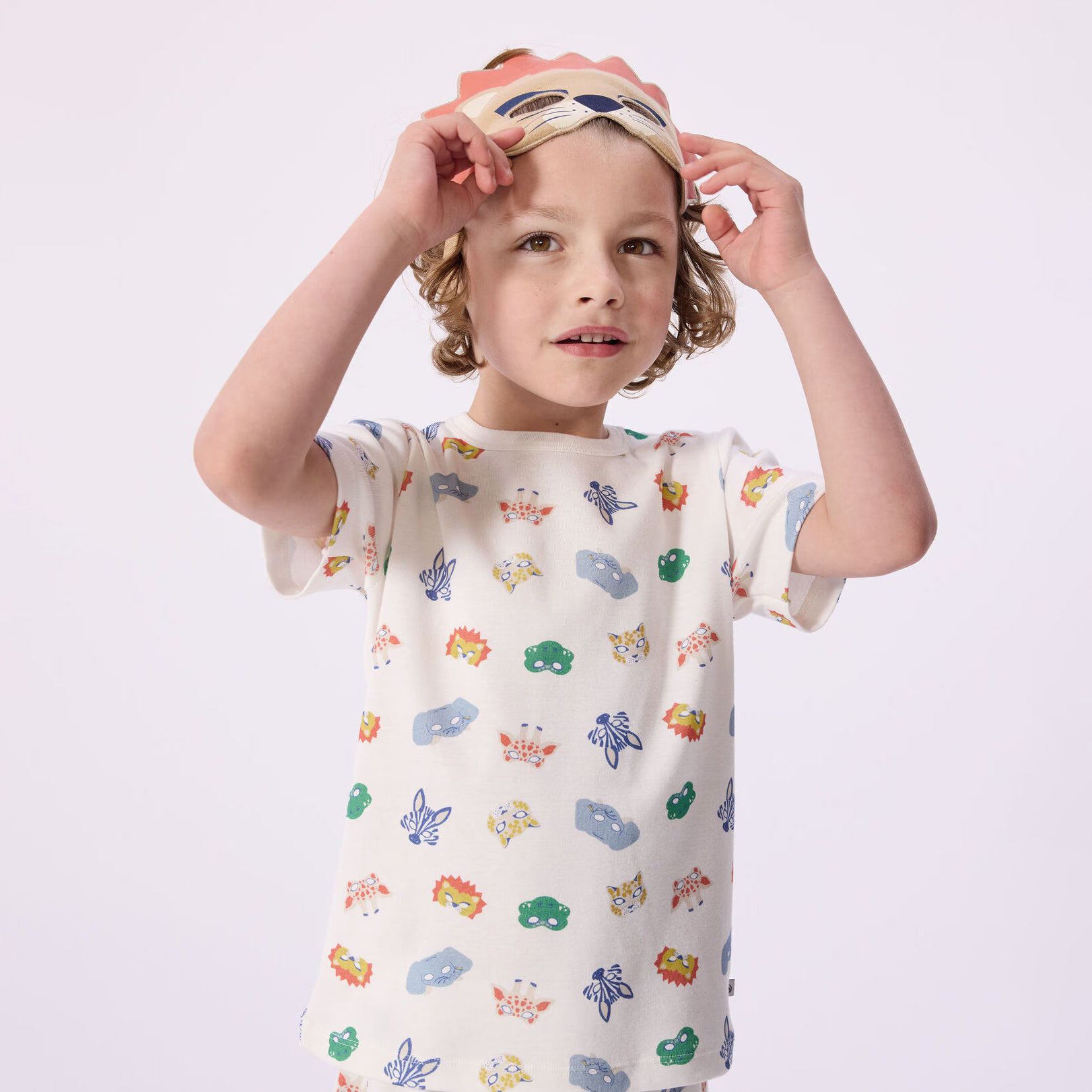 Boys White Printed Cotton Nightwear Set