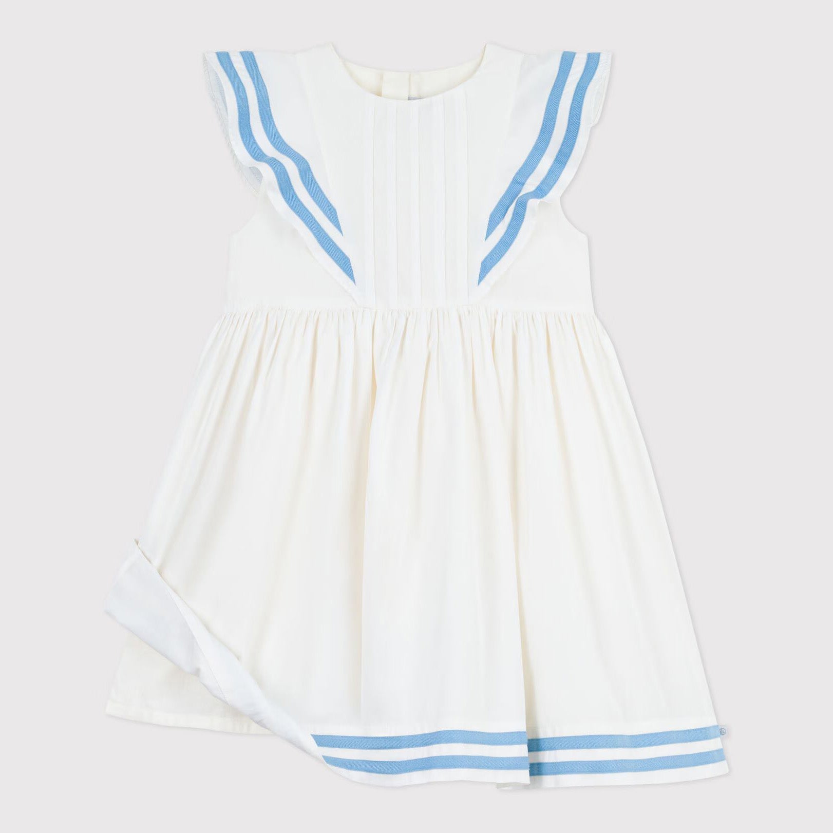 Girls White Ruffled Cotton Dress