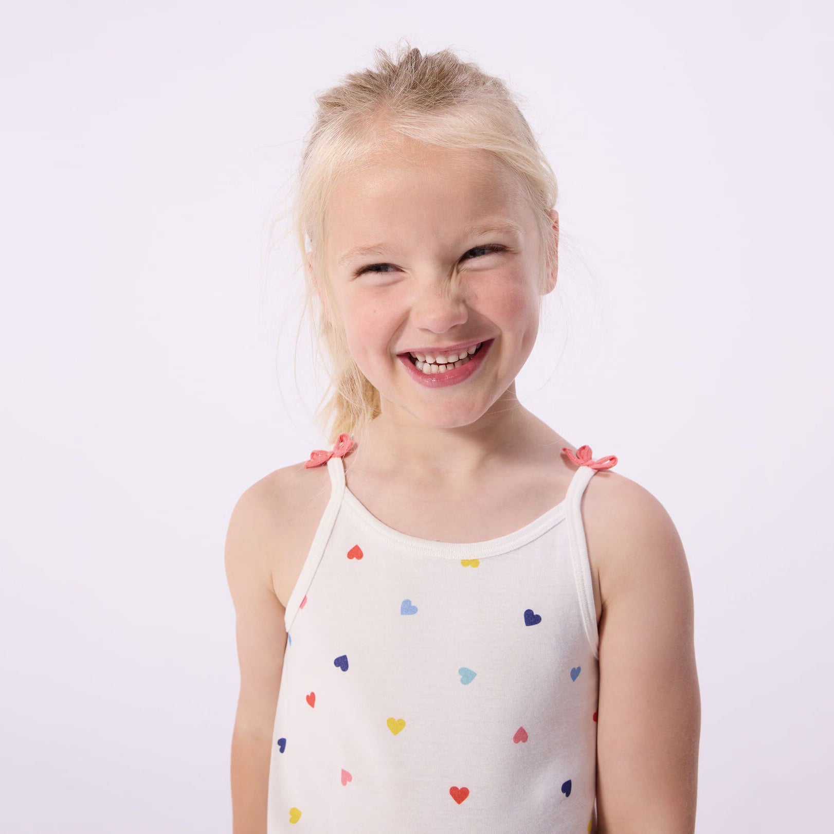 Girls Multicolor Heart Cotton Nightwear Set