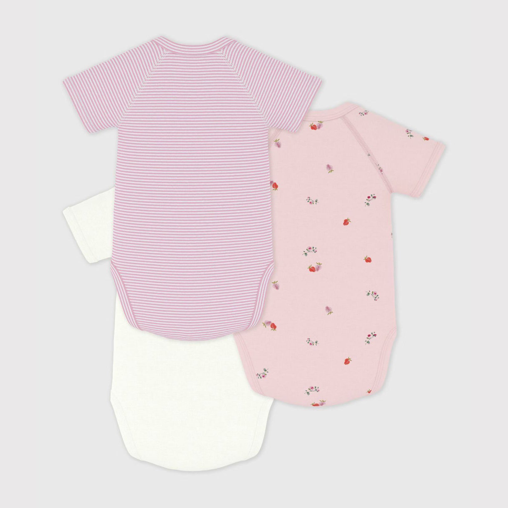 Baby Girls Tricolor Cotton Babysuit Set(3 Pack)