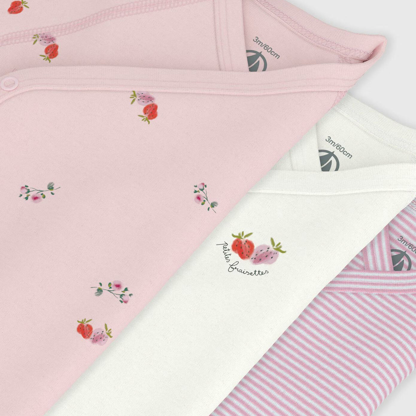 Baby Girls Tricolor Cotton Babysuit Set(3 Pack)