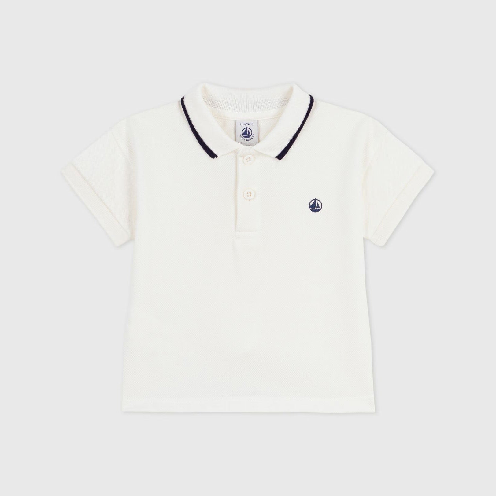Baby Boys White Cotton Polo Shirt