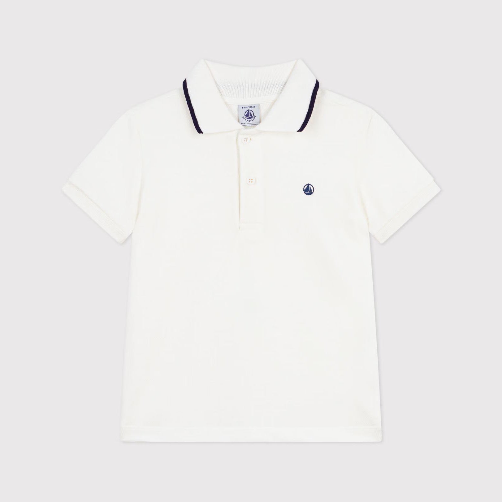 Boys White Cotton Polo Shirt