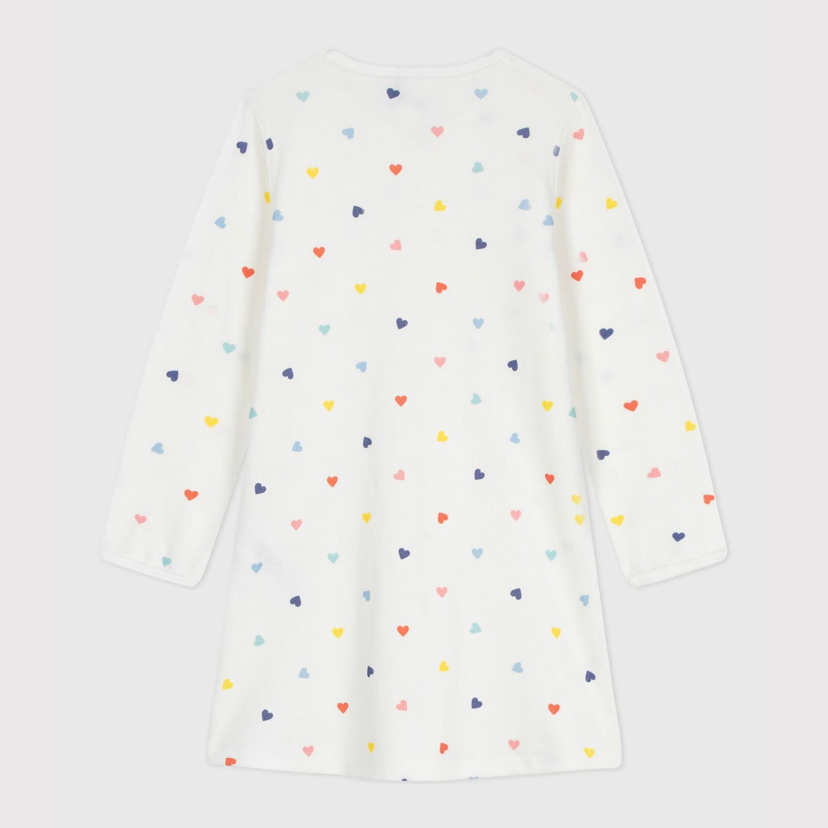 Girls White Heart Cotton Nightwear Dress