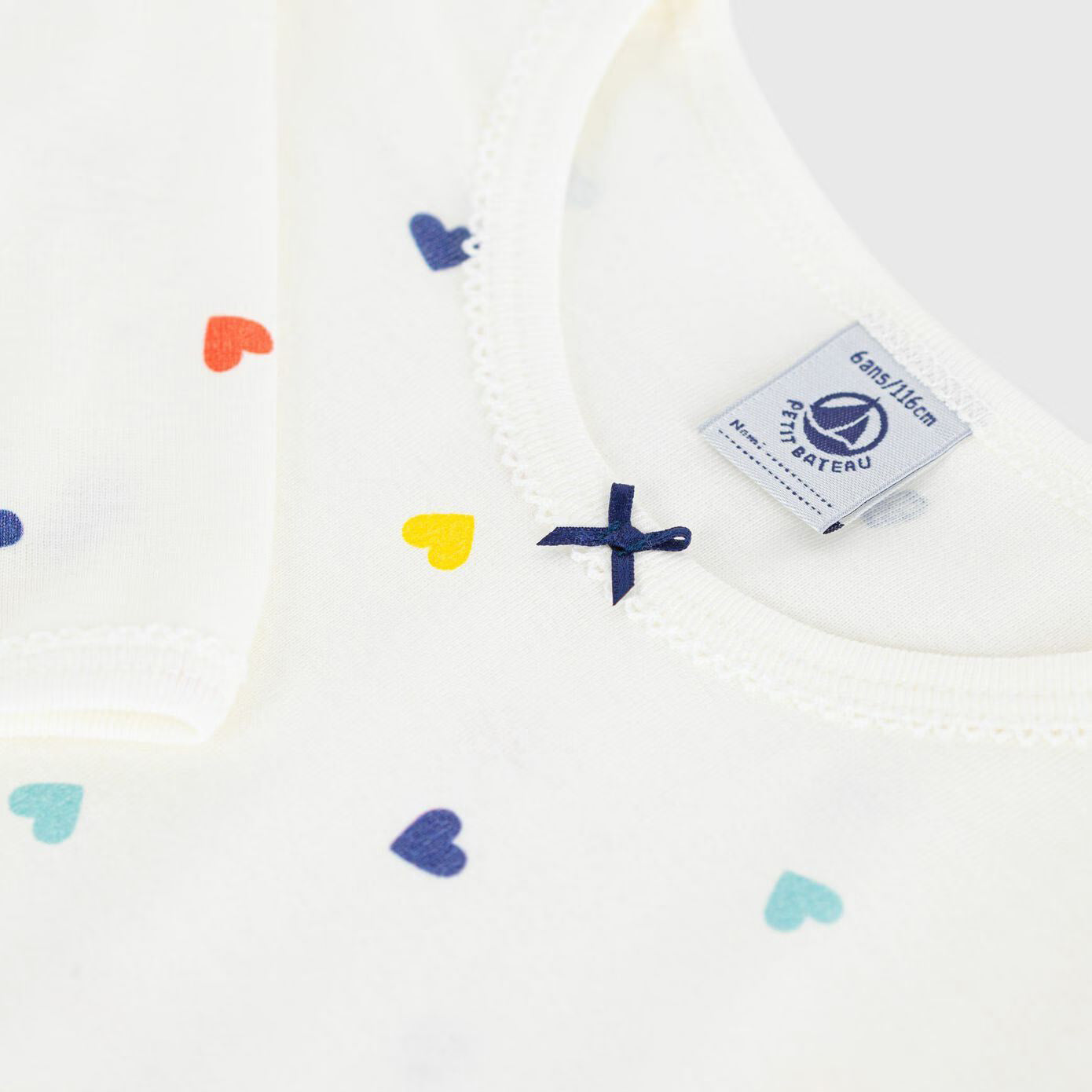 Girls White Heart Cotton Nightwear Dress