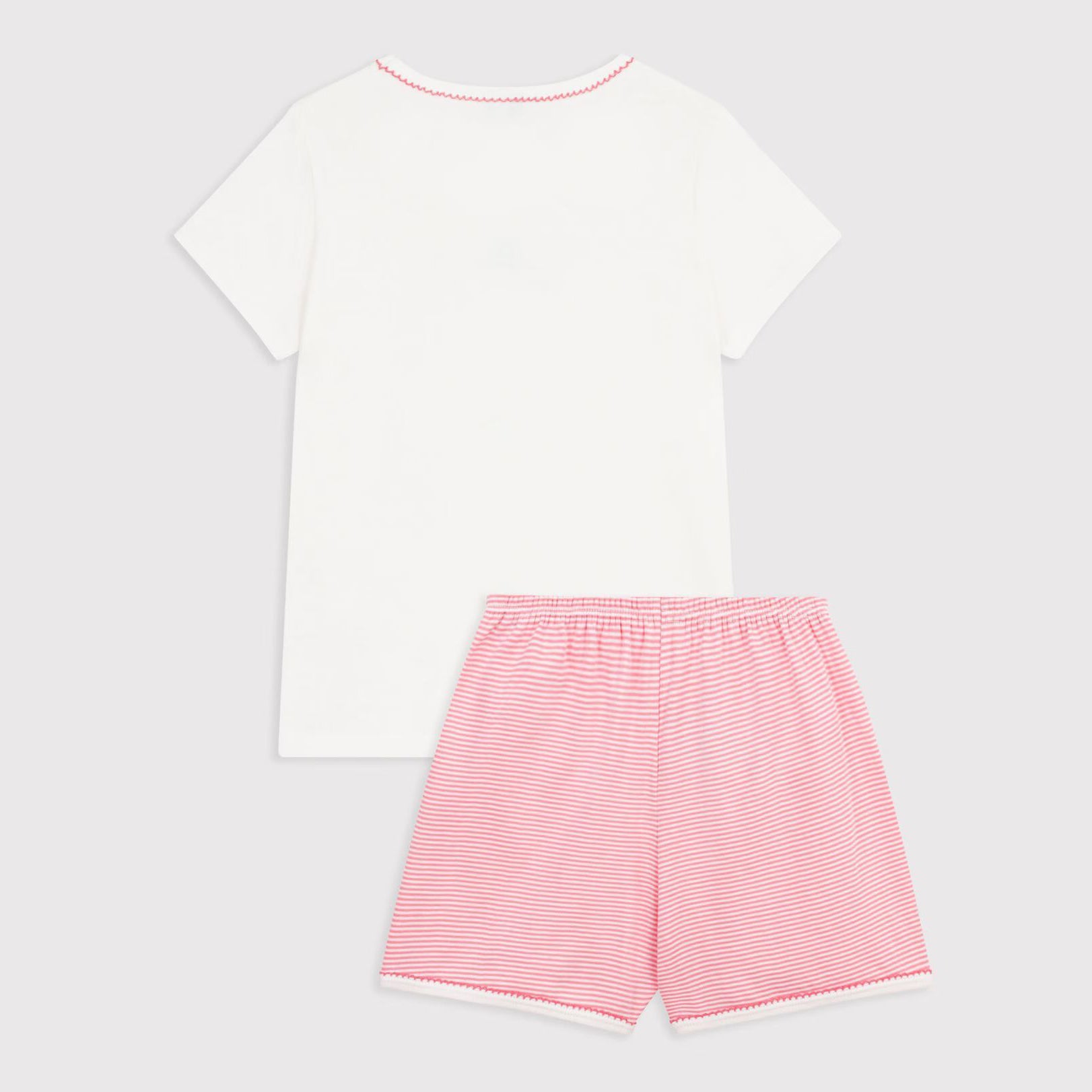 Girls White & Pink Printed Cotton Nightwear Set