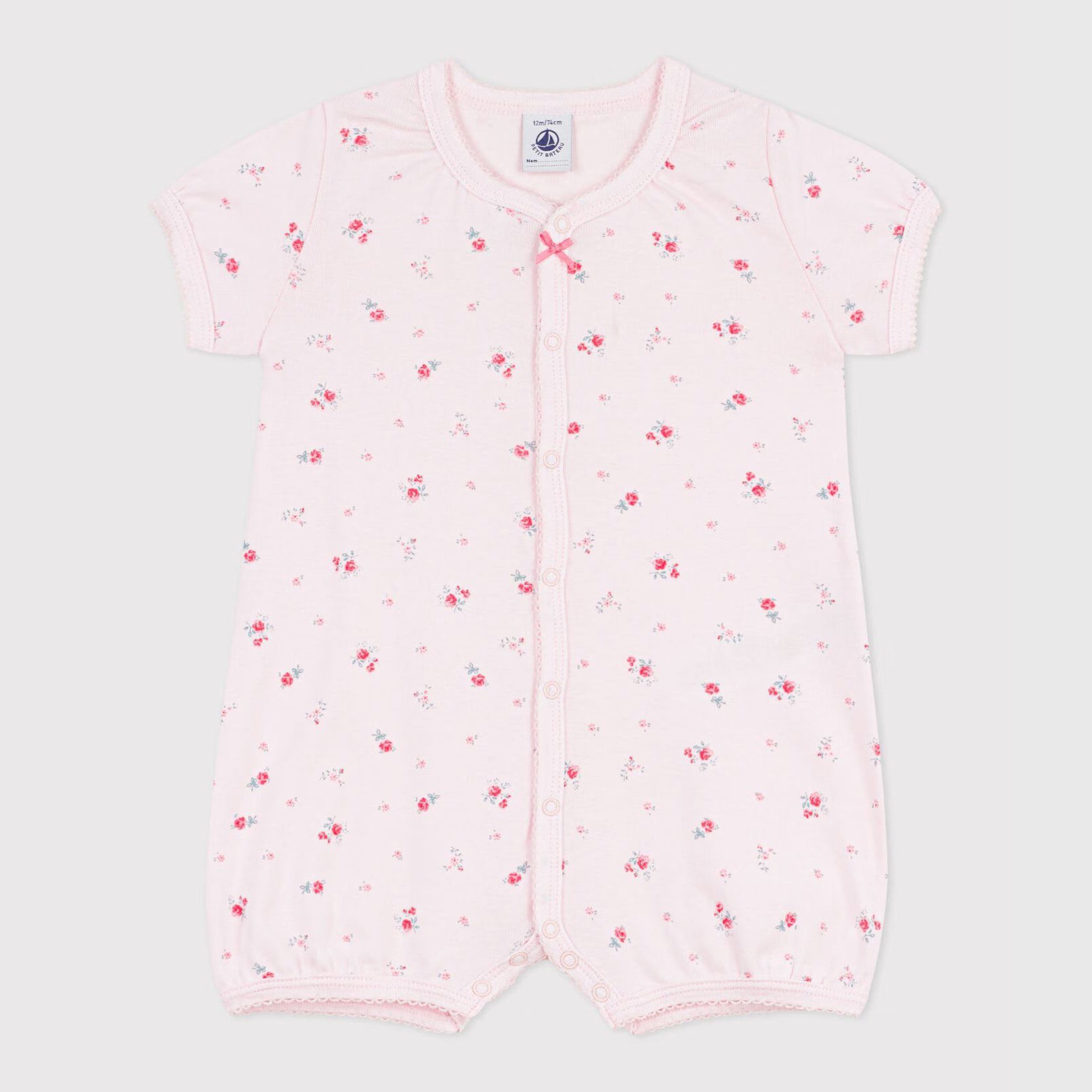 Baby Girls Light Pink Floral Cotton Babysuit