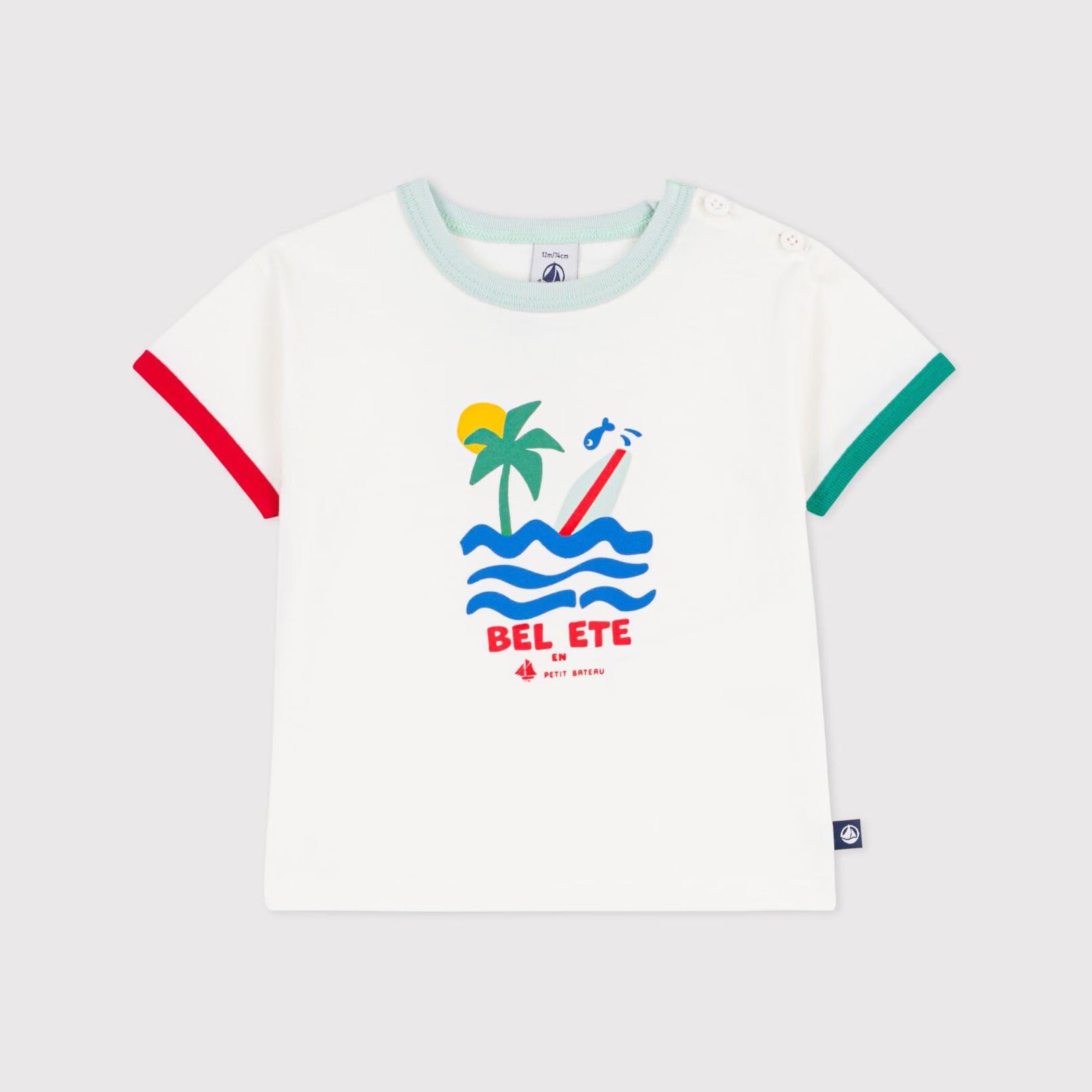 Baby Boys White Printed Cotton T-Shirt