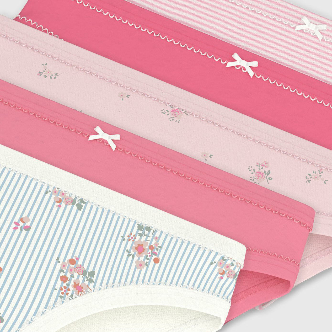 Girls Multicolor Cotton Underwear Set(5 Pack)