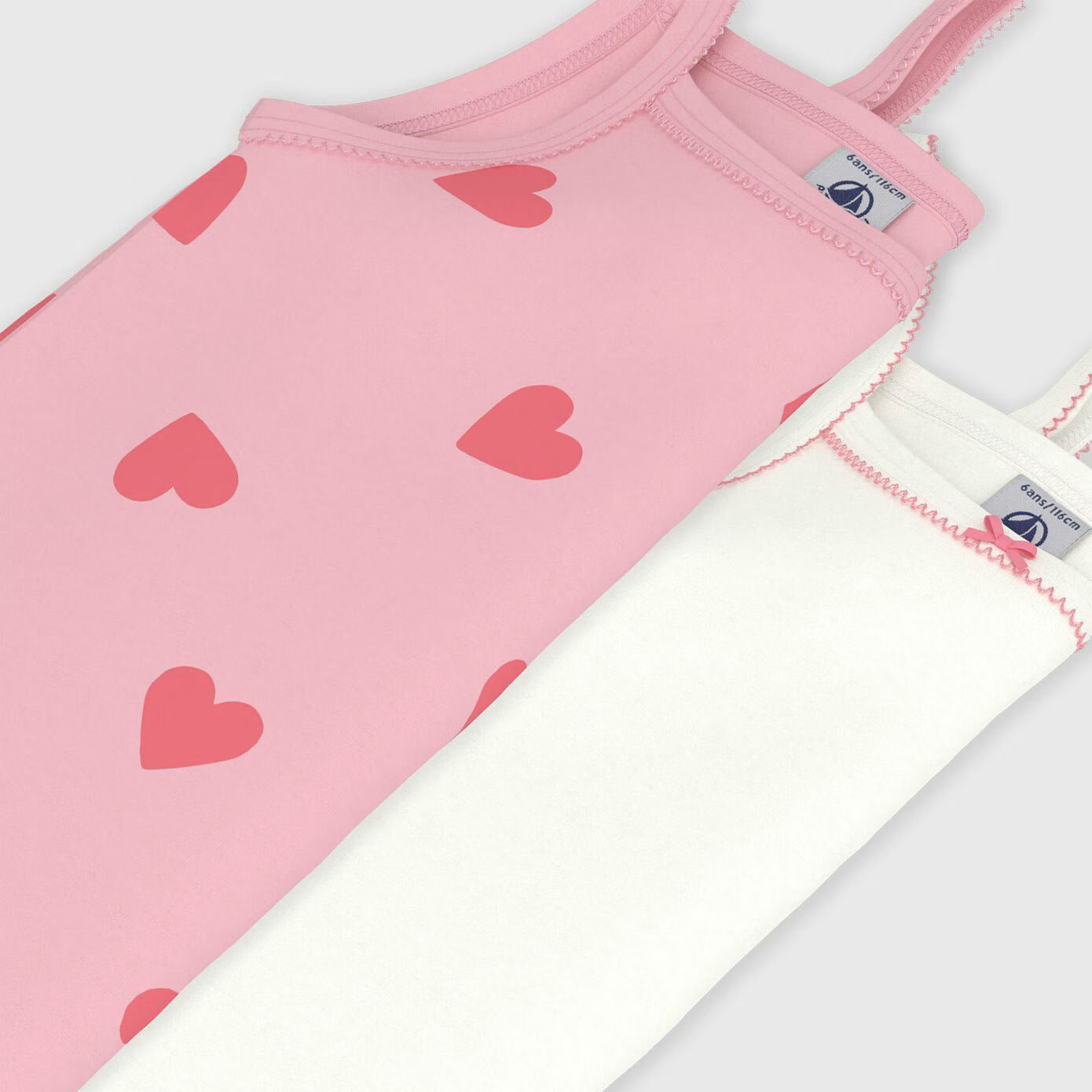 Girls Pink Cotton Vest Set(2 Pack)