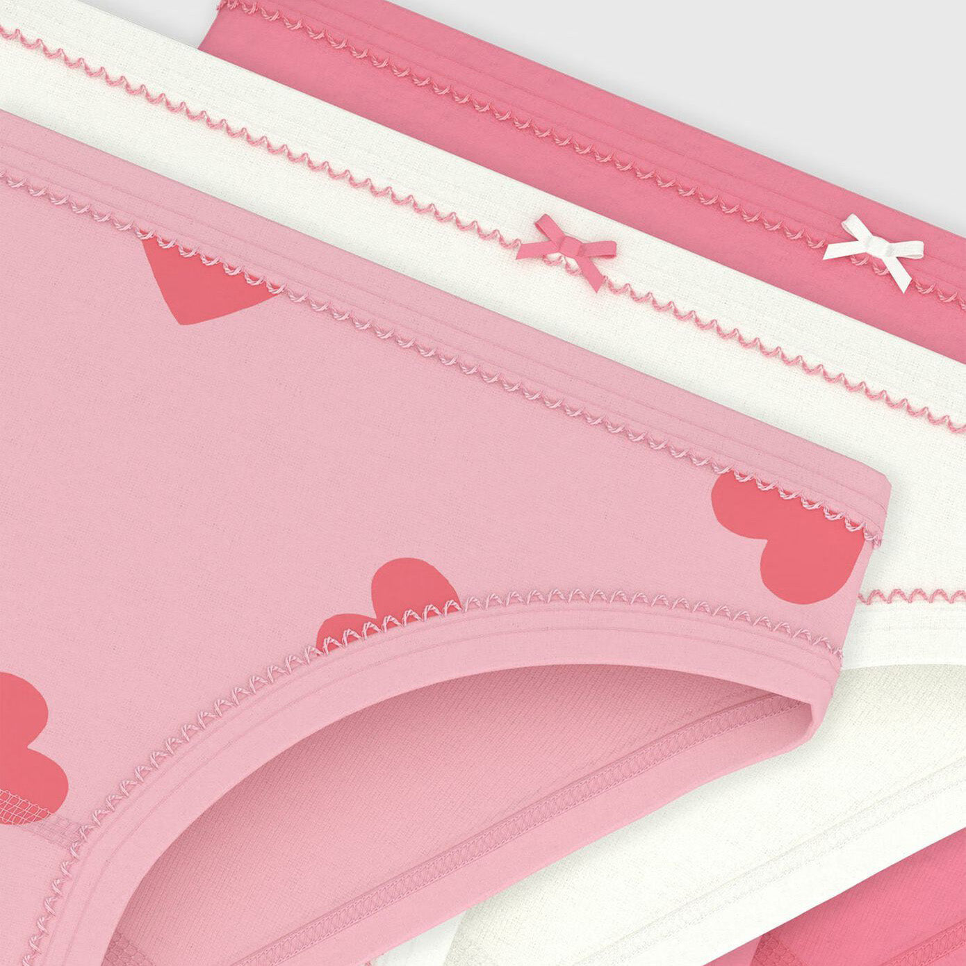 Girls Pink Cotton Underwear Set(3 Pack)