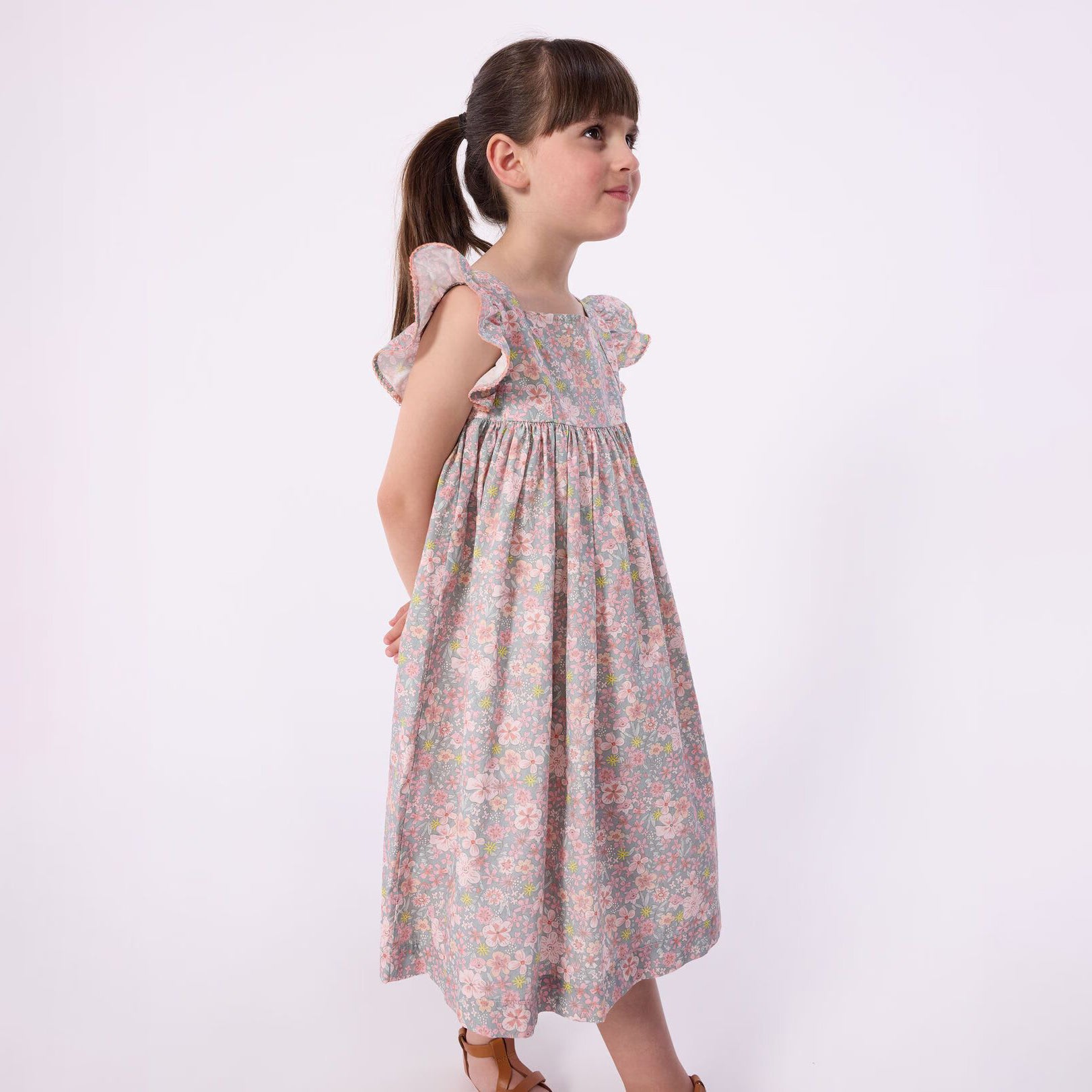 Girls Pink Floral Cotton Dress