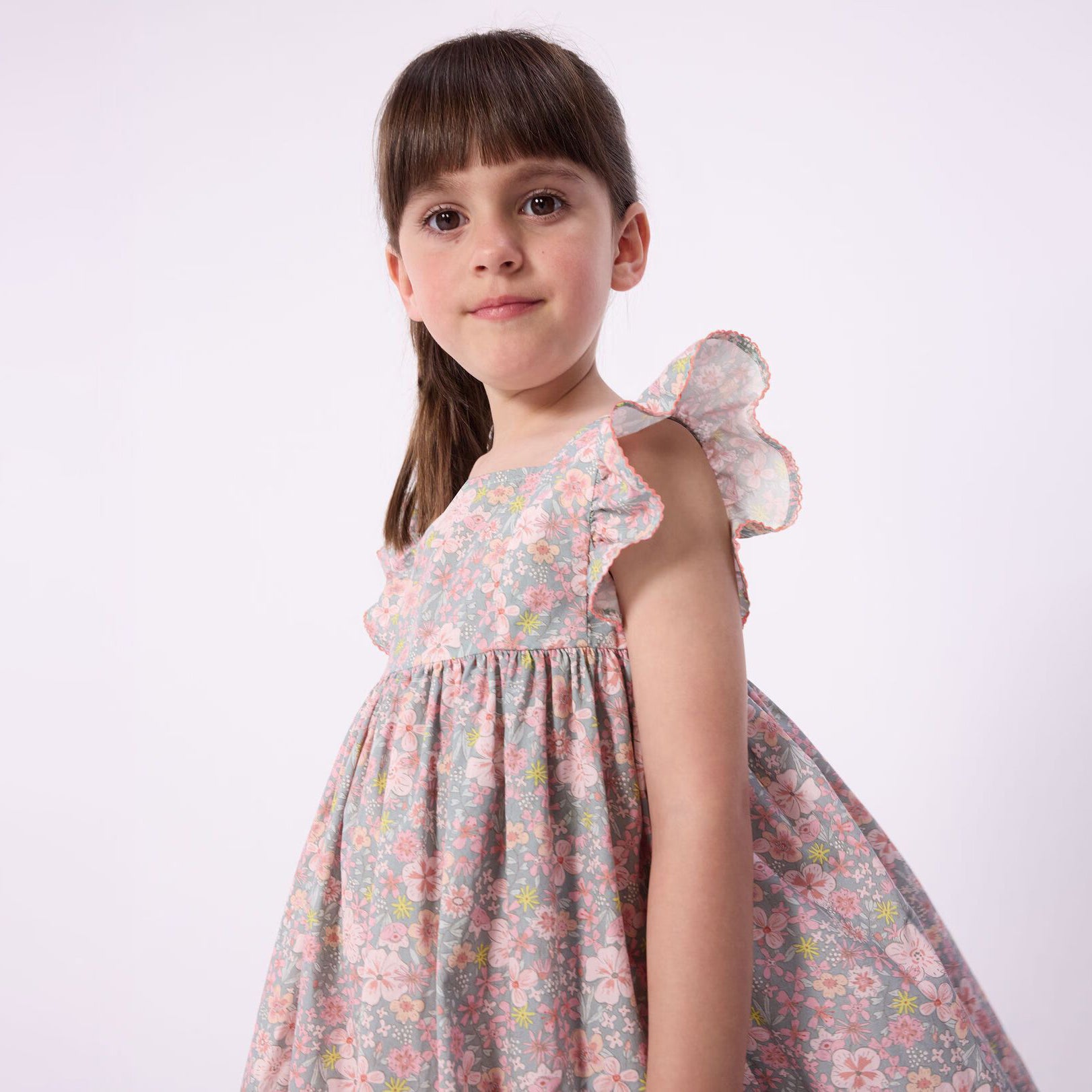 Girls Pink Floral Cotton Dress