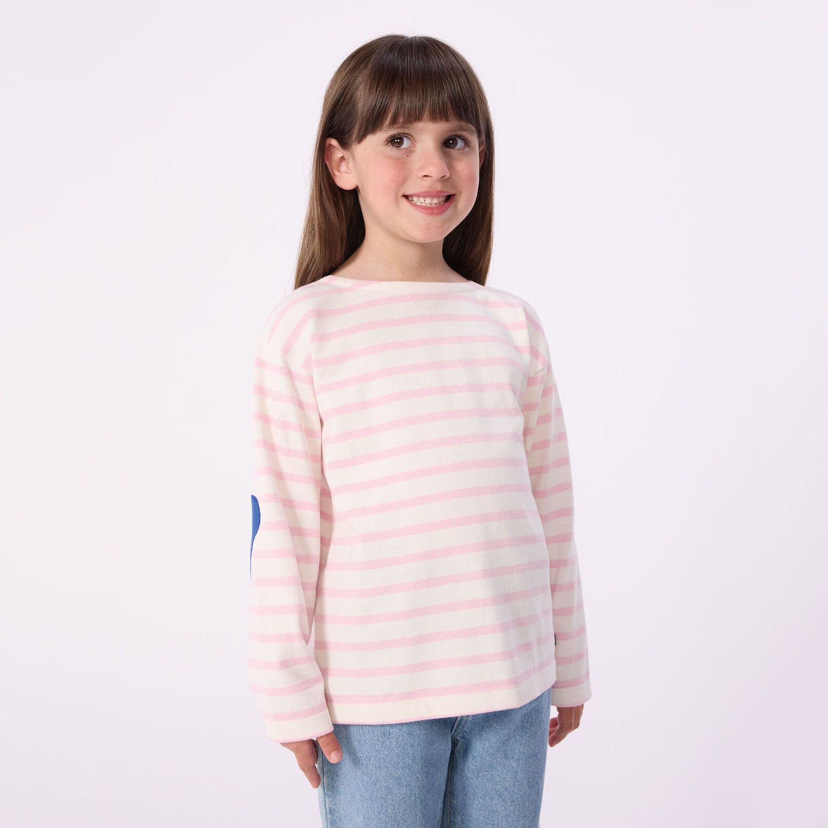 Girls Light Pink Stripes Cotton T-Shirt