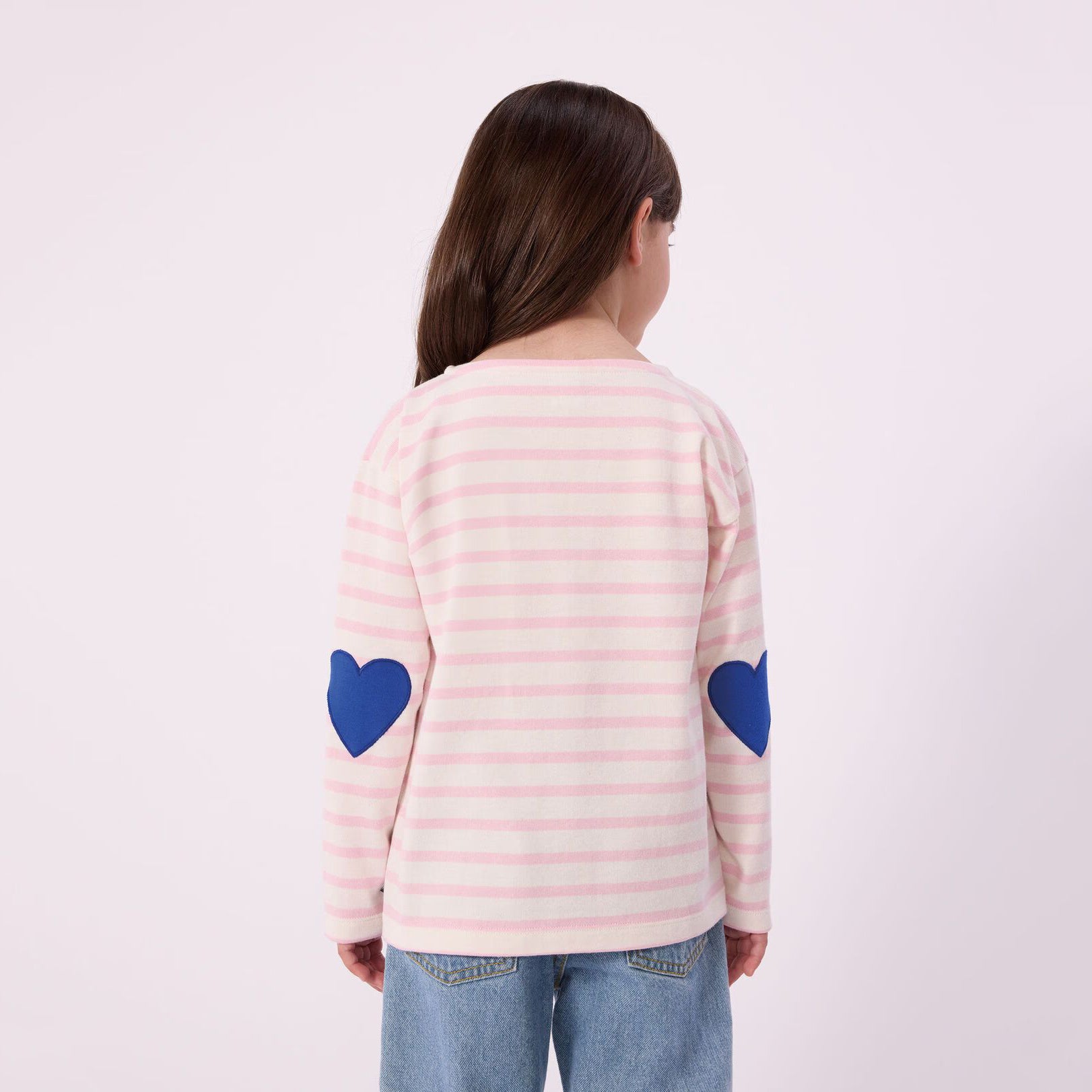 Girls Light Pink Stripes Cotton T-Shirt