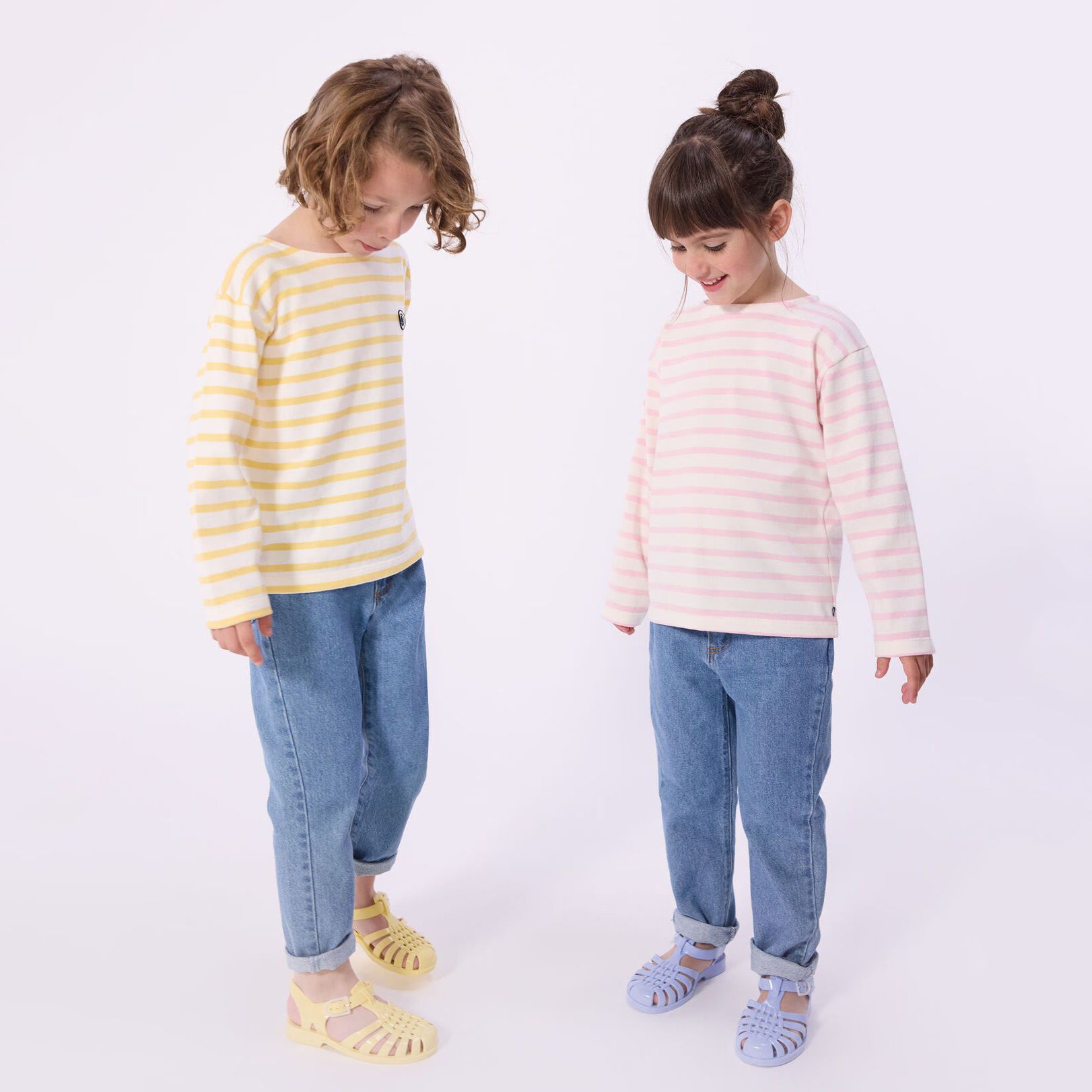 Girls Light Pink Stripes Cotton T-Shirt