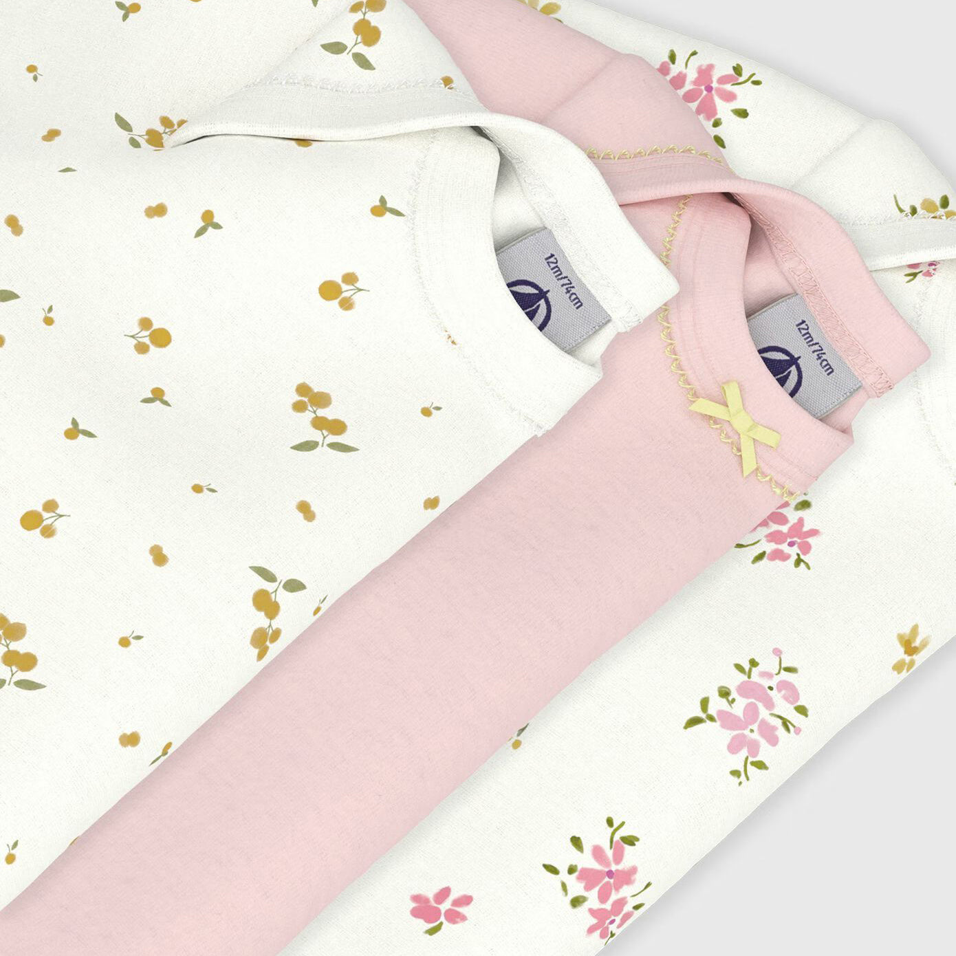 Baby Girls Pink Cotton Babysuit Set(3 Pack)