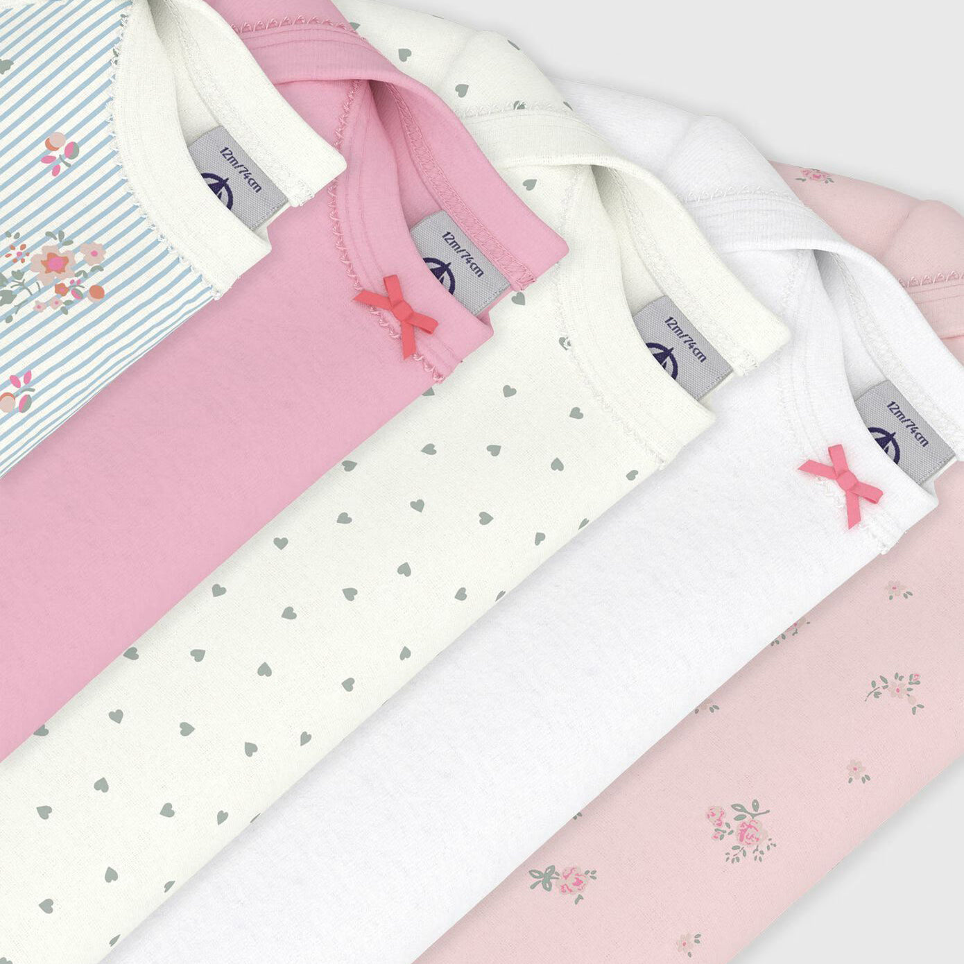 Baby Girls Multicolor Cotton Babysuit Set(5 Pack)