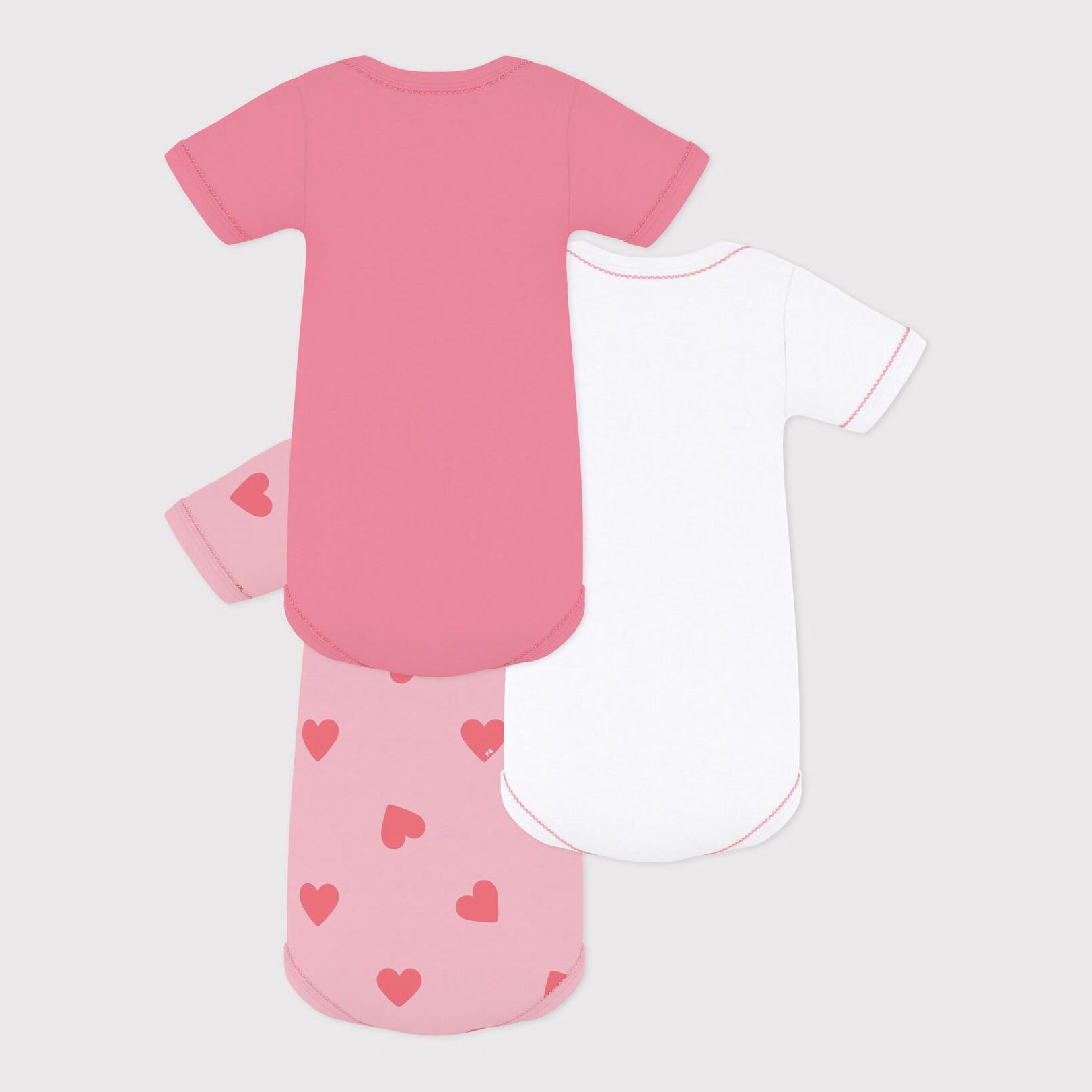 Baby Girls Pink Cotton Babysuit Set(3 Pack)
