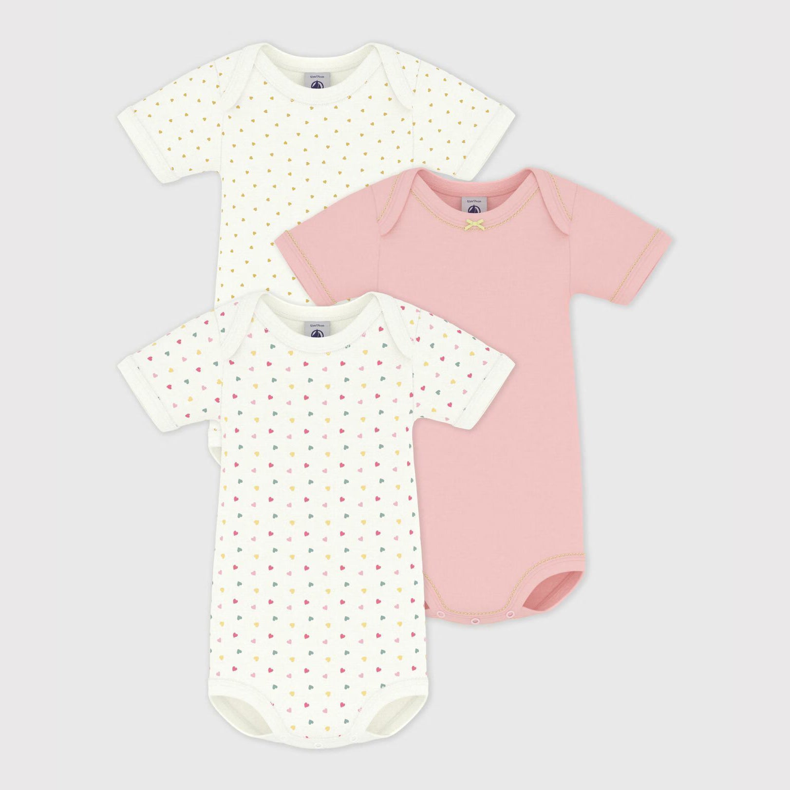 Baby Girls Pink Cotton Babysuit Set(3 Pack)