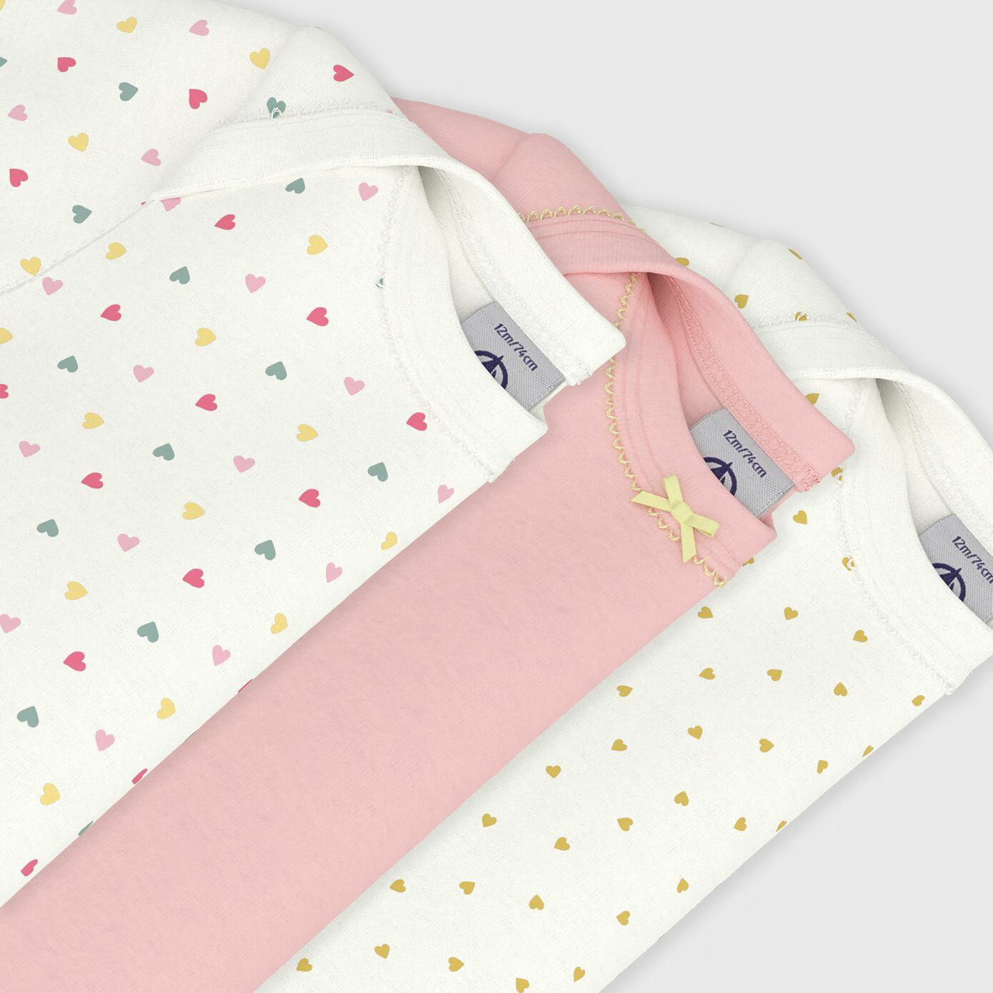 Baby Girls Pink Cotton Babysuit Set(3 Pack)