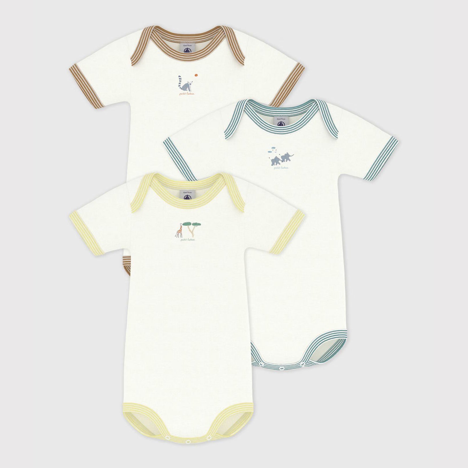 Baby Boys & Girls Tricolor Cotton Babysuit Set(3 Pack)