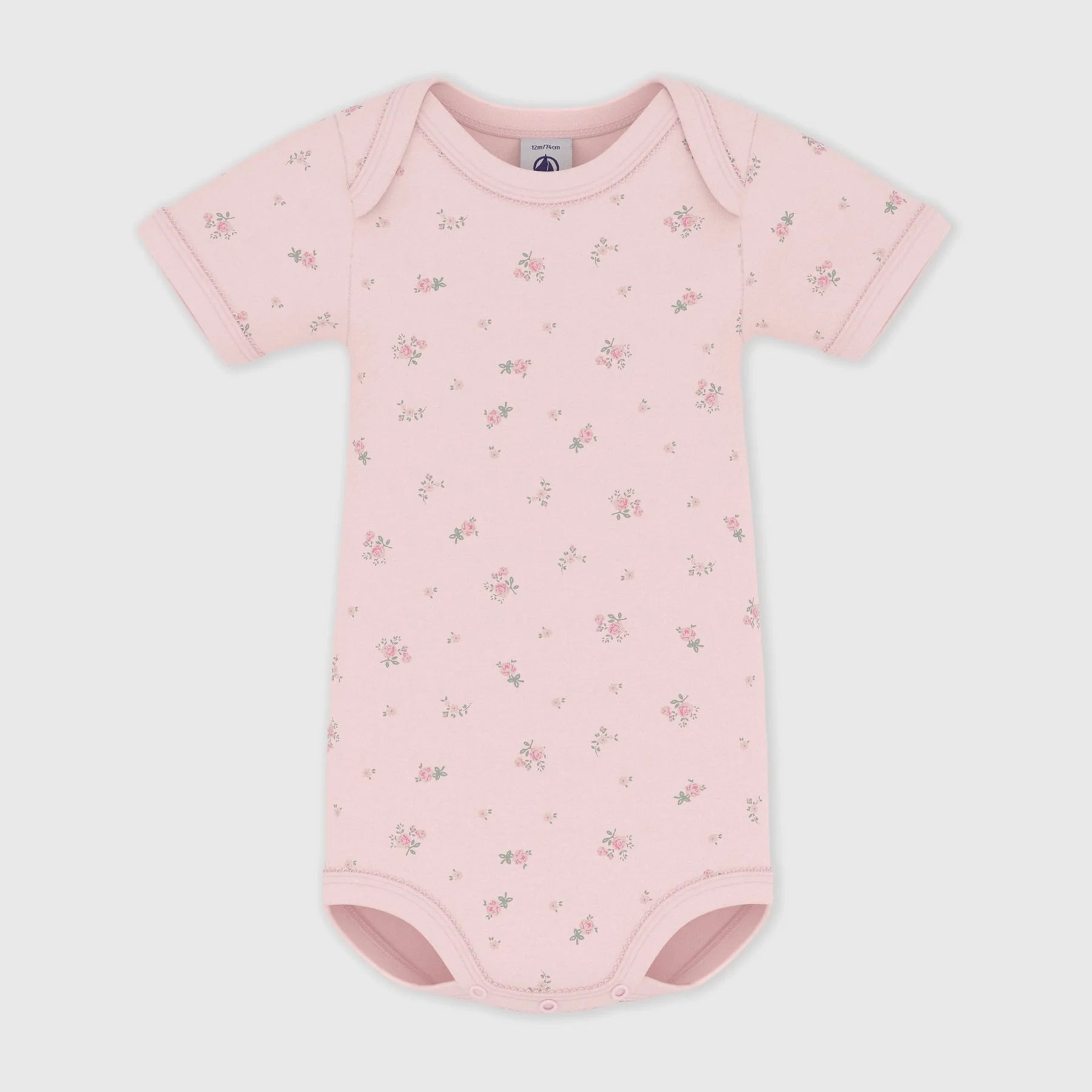 Baby Girls Pink Printed Cotton Babysuit