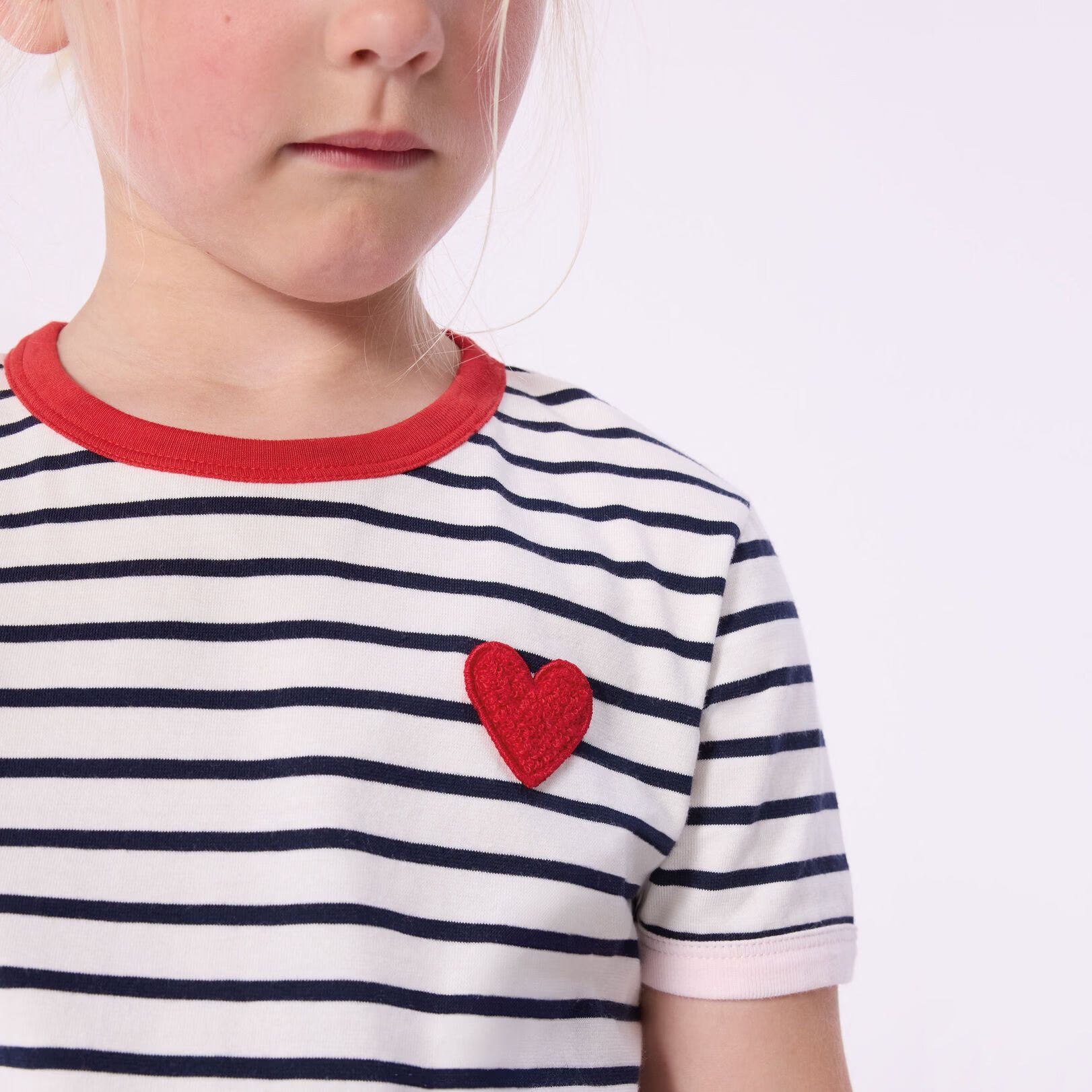 Girls Blue Stripes Cotton T-Shirt