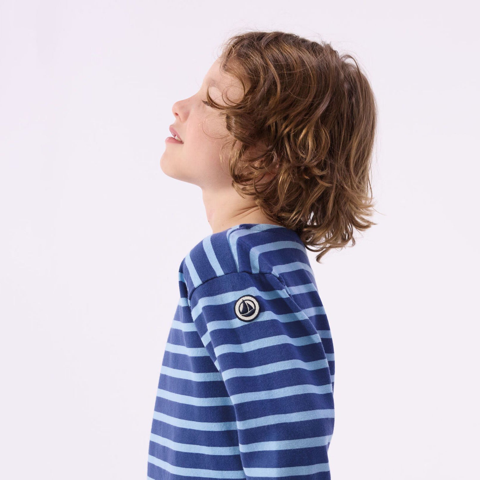 Boys Blue Stripes Cotton T-Shirt