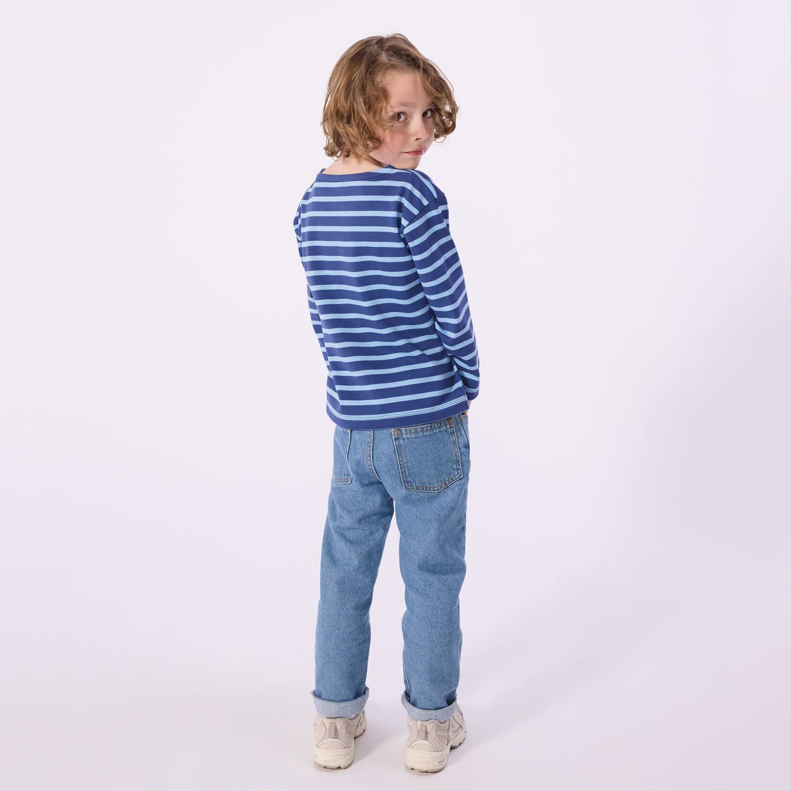 Boys Blue Stripes Cotton T-Shirt