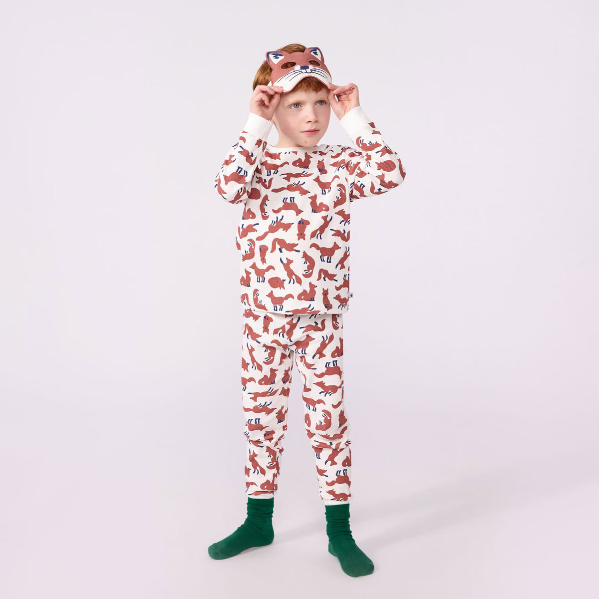 Boys Multicolor Fox Printed Cotton Nightwear Set