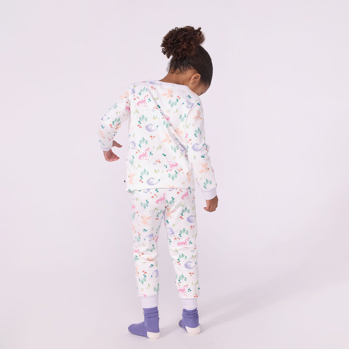 Ensemble de nuit en coton blanc imprimé pour filles