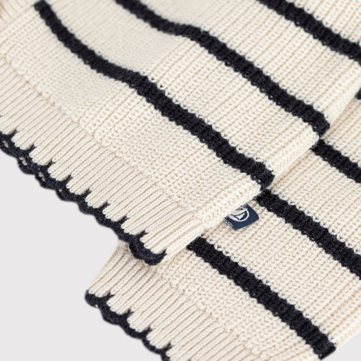 Cardigan en Laine Rayé Beige pour Bébé Fille