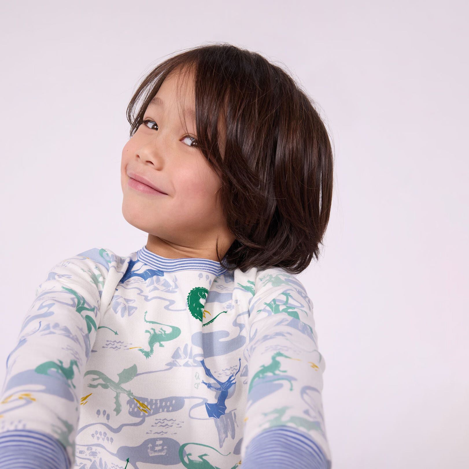 Boys White Printed Cotton Nightwear Set